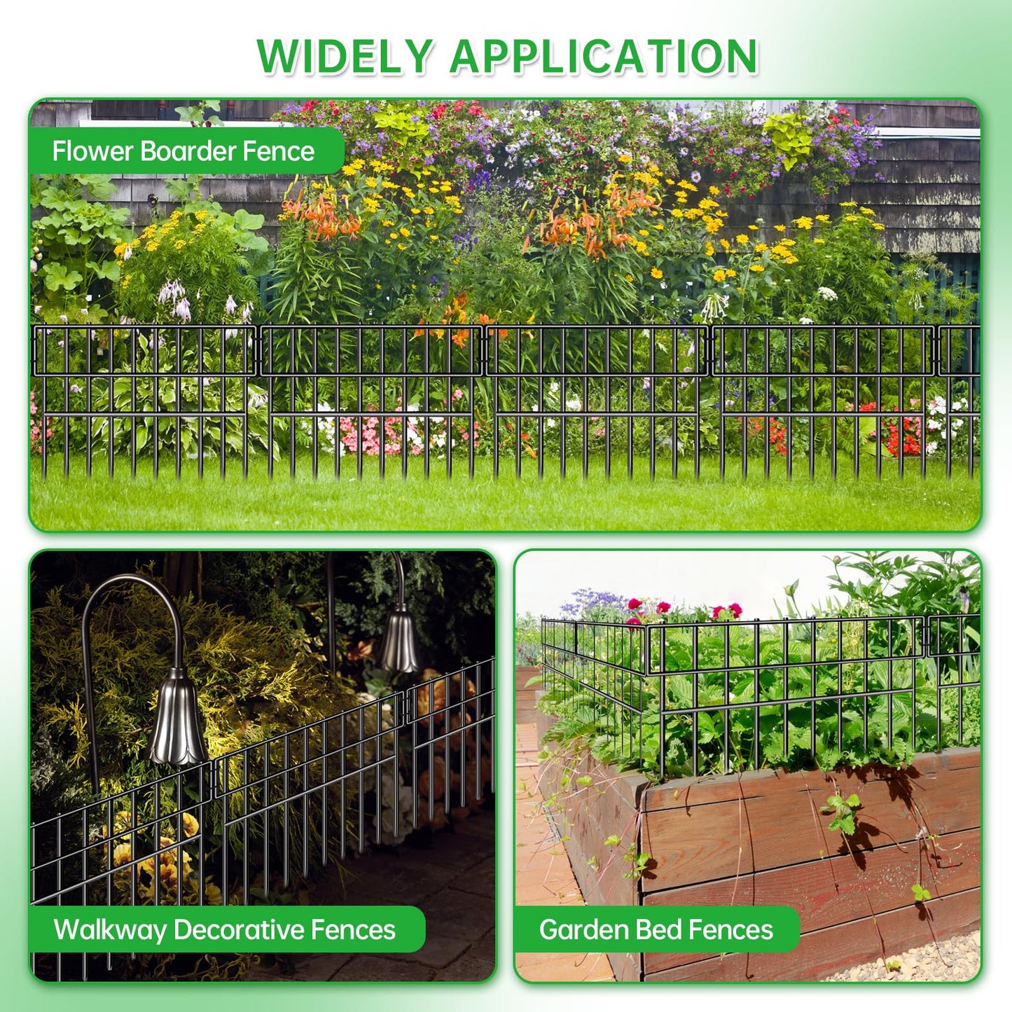 39.5ft(L) X 13in(H) Animal Barrier Fence, 28 Panels No Dig Fence for Dogs, 1.52IN Gap Anti Digging Dog Barrier, Rustproof Metal Garden Edging Border Defense for Outdoor, Yard, Lawn