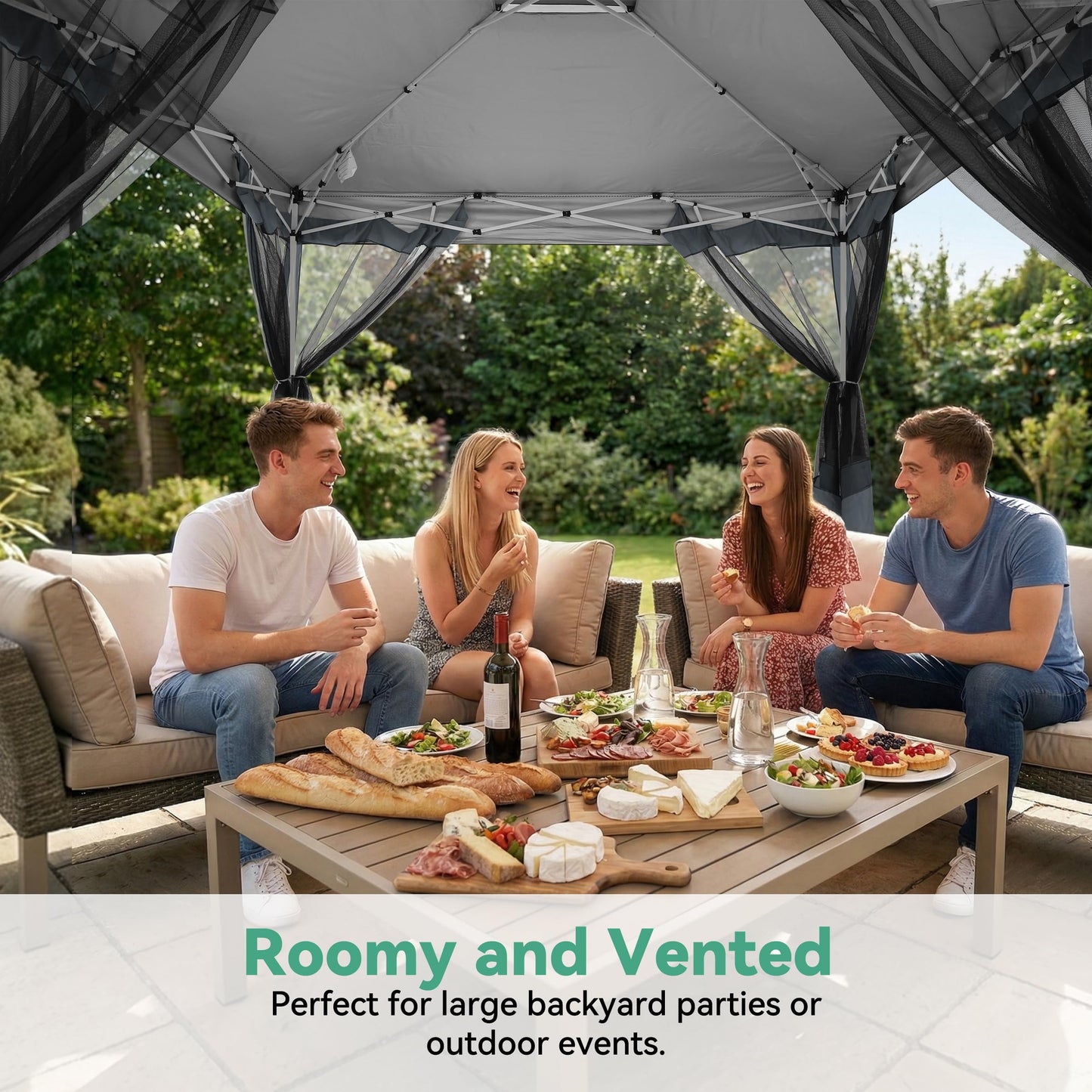 COBIZI 12x12 FT Pop up Gazebo on Clearance Outdoor pop up Canopy Tent,carpas para Patio, Shelter Tents with Netting & Portable Carry Bag, Patio Gazebos for Camping, Garden & Lawn, Darkgrey(Upgraded)