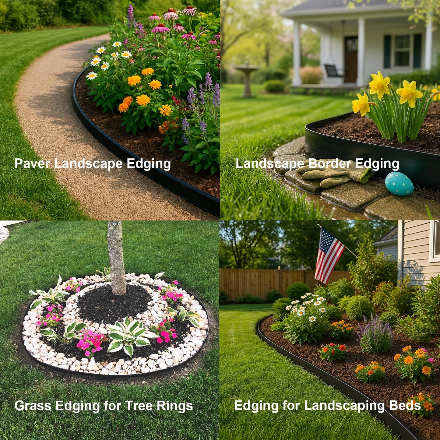 Landscape Edging Kit LOLEDE– 33FT Flexible Paver Edging, 4" Tall Lawn Border with 30 Rust-Resistant Stakes – Ideal for Flower Beds, Lawns, Driveways, and Gardens