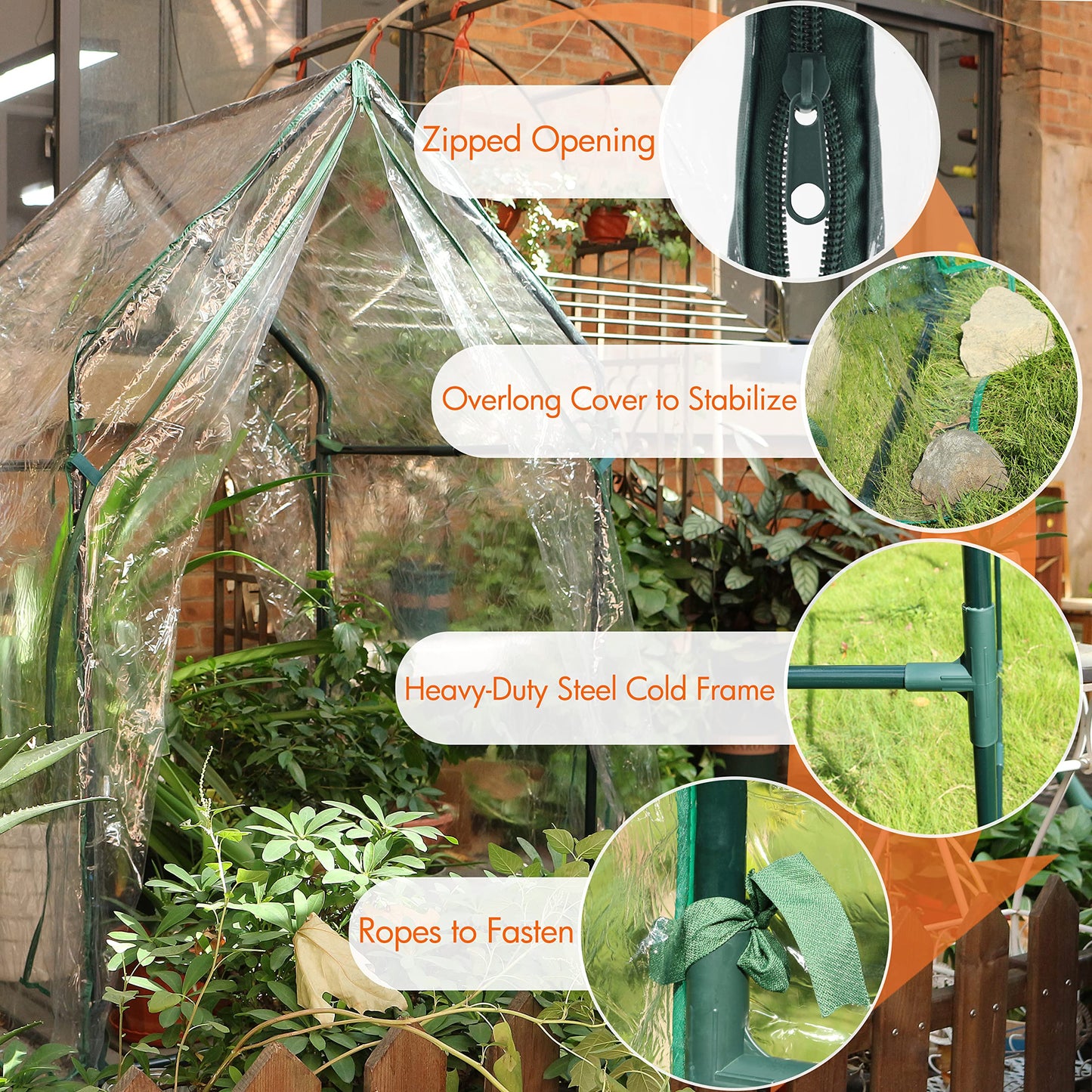 Gardzen Mini Greenhouse Heavy Duty Portable Green House, Clear Tent Small Greenhouse for Indoor Outdoor Plants 36.2”(L) x36.2”(W) x59.5”(H)