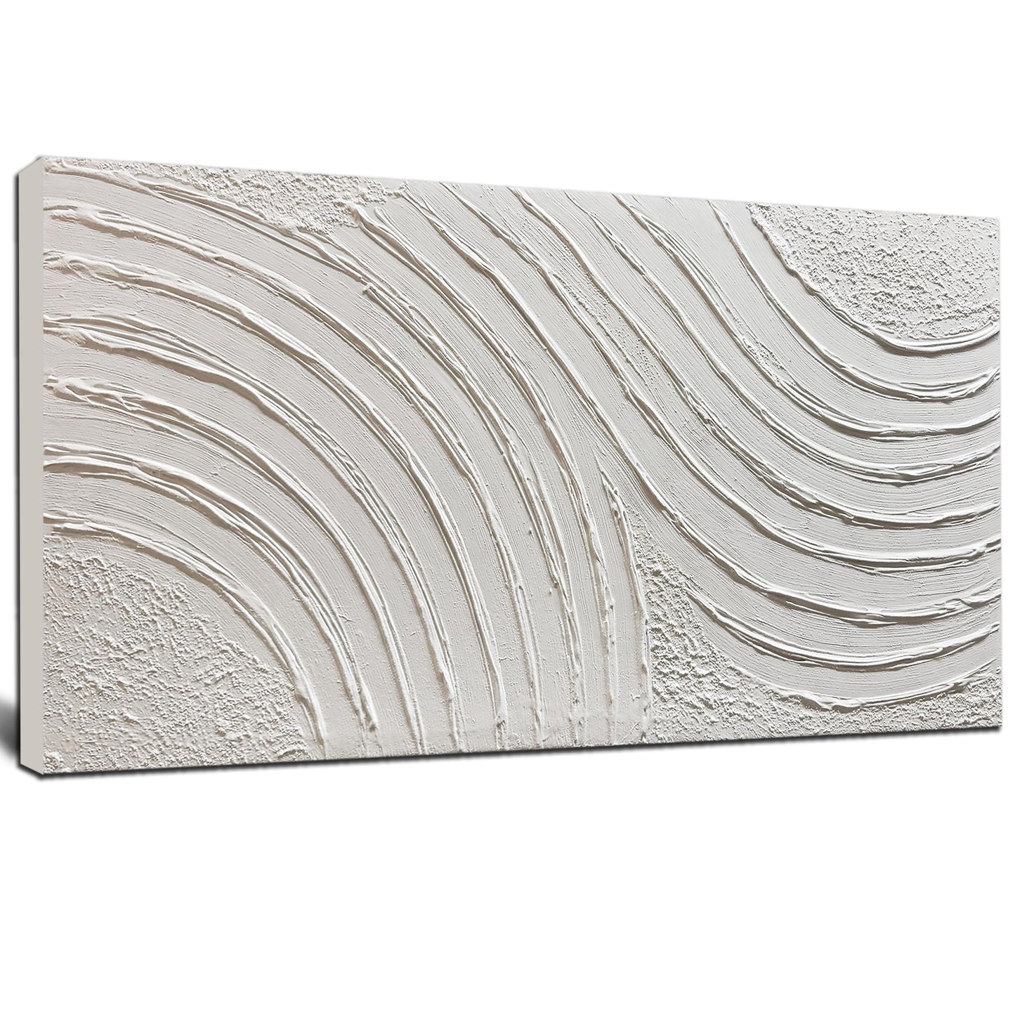 Trogonup Large Abstract Canvas Wall Art for Living Room Hand Painted White Minimalist Textured Painting Modern Neutral Artwork for Bedroom Home Office Decor Ready to Hang 20x40 Inch