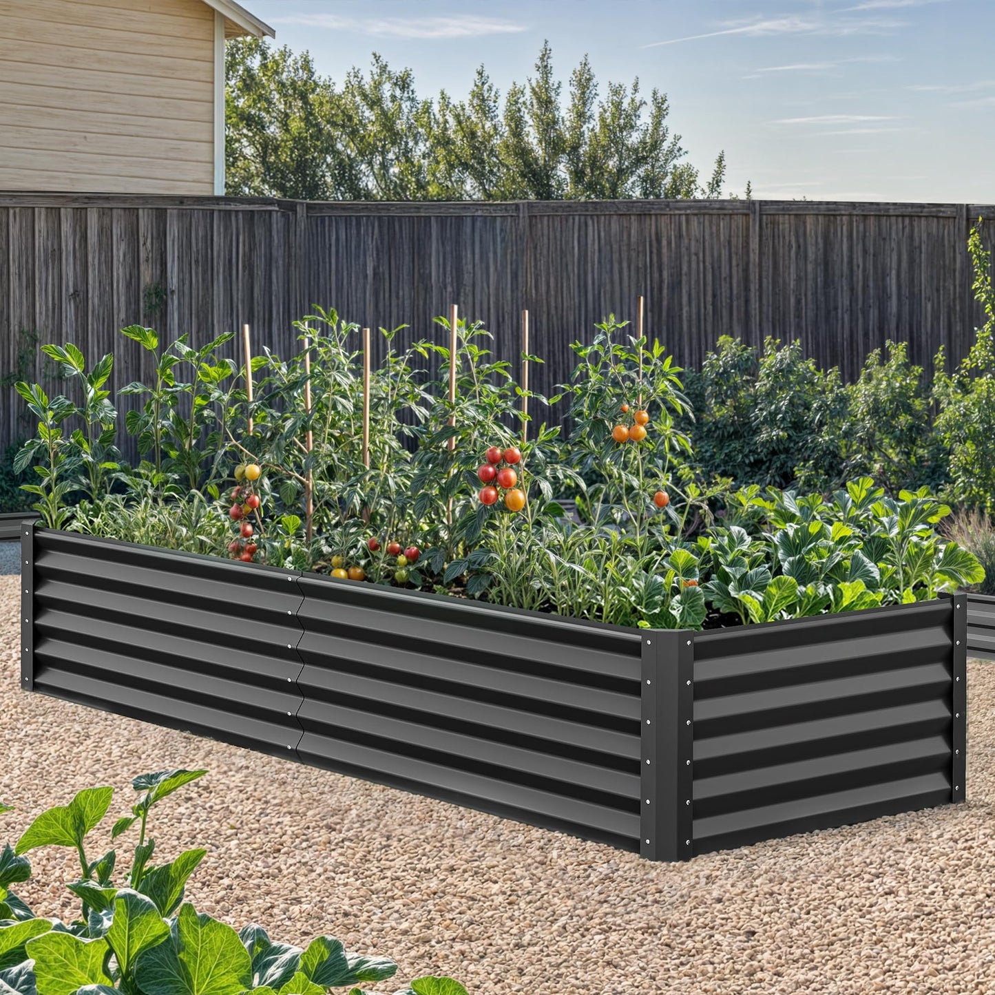 YITAHOME 72x36x18 in 2pcs Galvanized Raised Garden Bed Kit, Large Metal Planter Box with Gloves & Support Rod, Outdoor Flower Bed for Plants Vegetables, Black