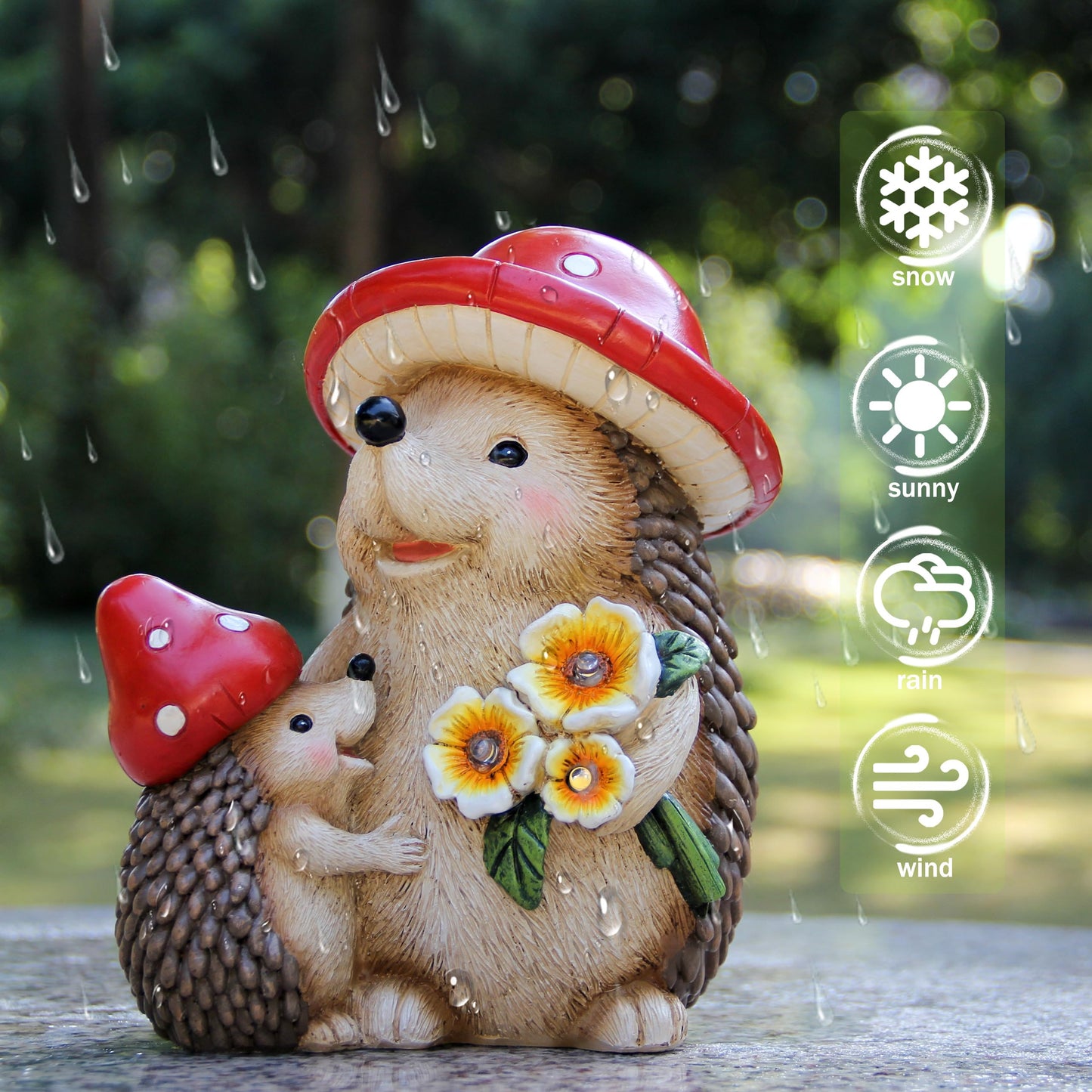 Smadeer Solar Hedgehog Garden Statue Lights for Outdoor Decor, Resin Hedge hog Figurine Lighting Decorations, Patio Yard Lawn Ornaments Birthday Gifts for Women Mom Grandma