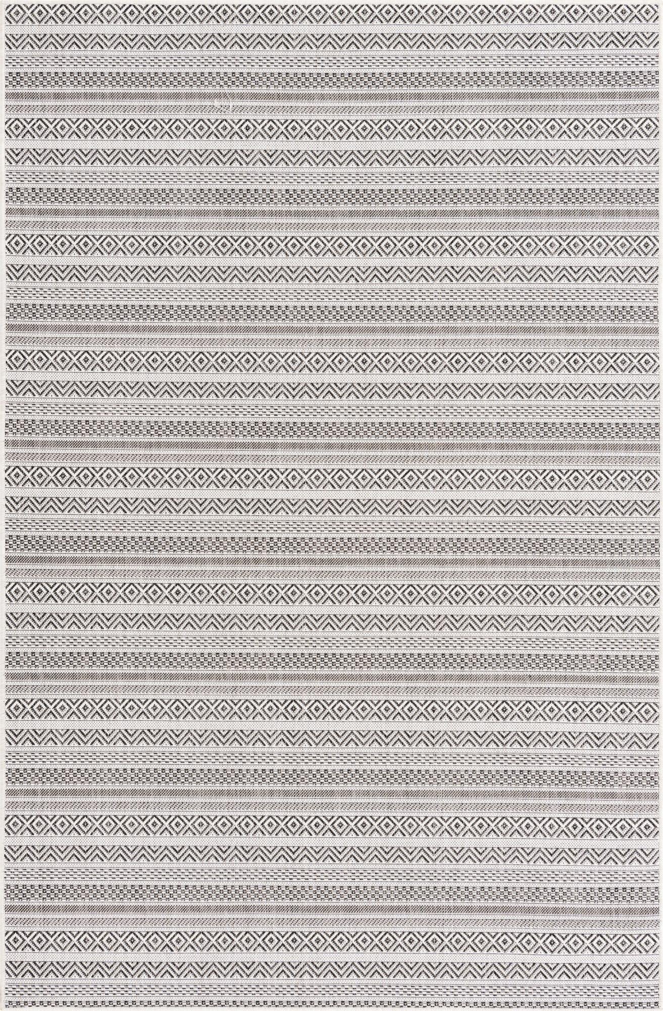 Unique Loom Outdoor Striped Collection Area Rug - Maia (5' 3" x 8' Rectangle, Beige/Ivory)