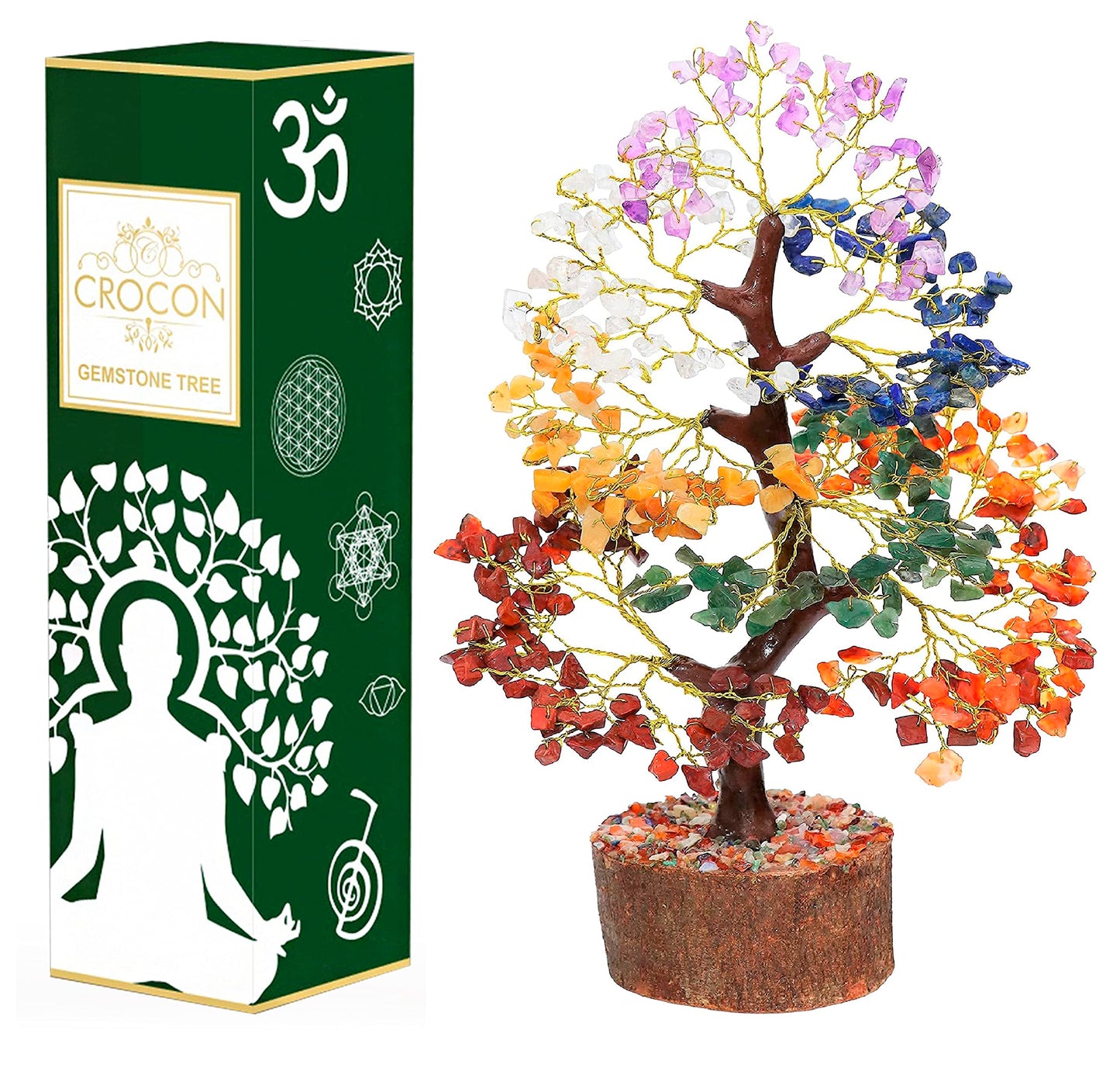 Crocon® 7 Chakra Healing Crystals Tree of Life, Birthday Gifts for Women, Crystals and Healing Stones, Room Decor, Positive Energy Women Gift Ideas, House Warming Gifts New Home for Sisters & Mom
