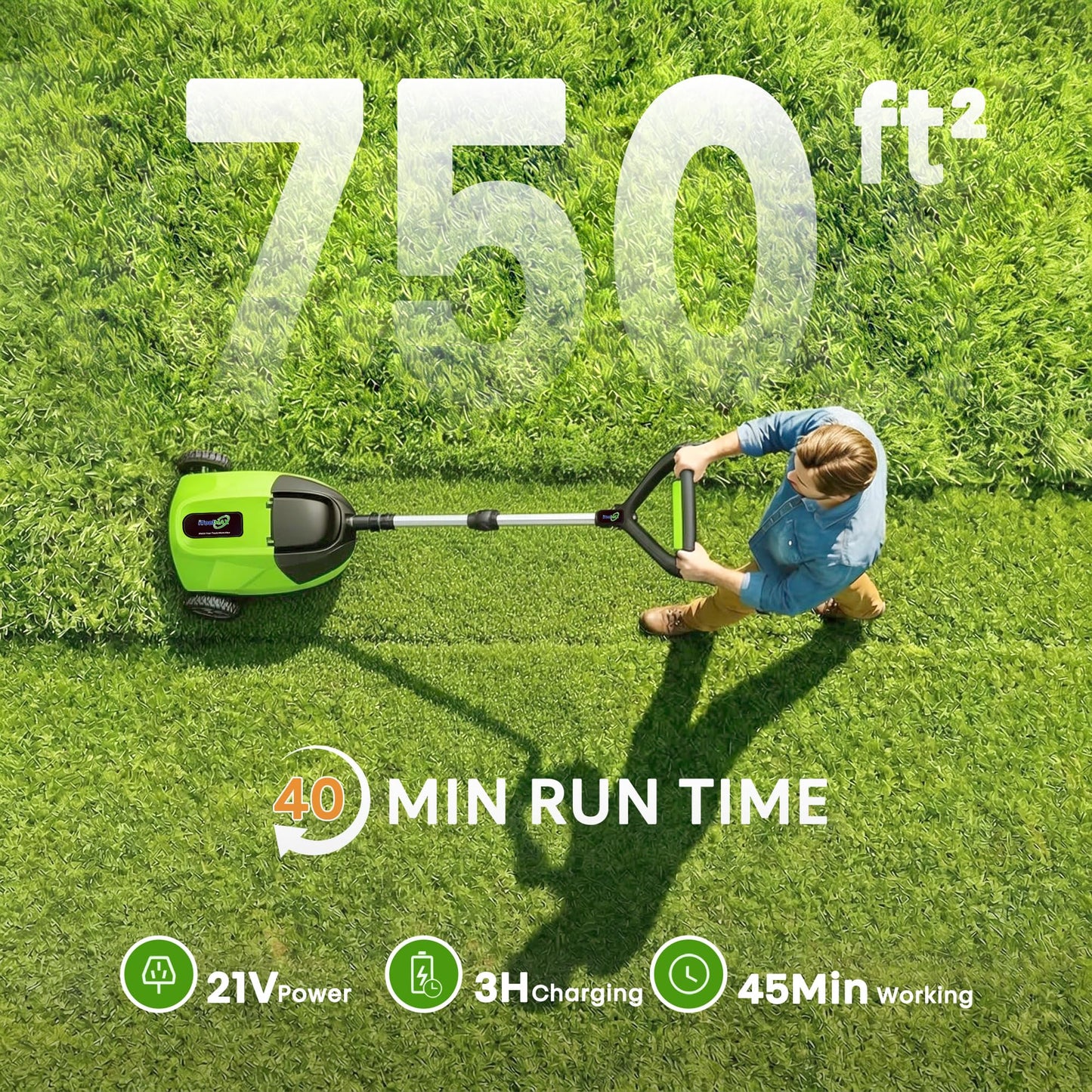 Electric Small Lawn Mower with Auto Shut-Off Sensor, 3 Position Cutting Height, 9.9Lbs Lightweight Cordless Push Mower Battery Powered for Garden/Yard/Farm, Gardening Gifts for Parents, Seniors