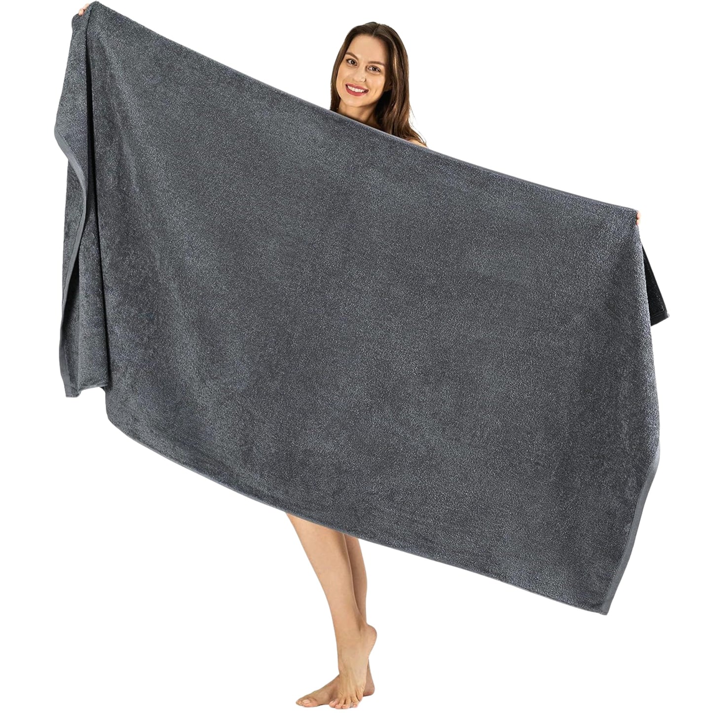 SALBAKOS Luxury 100% Turkish Cotton Bath Sheets 40x80 in Oversized Extra Large Bath Towels | Premium Hotel Quality Thick Soft Absorbent Turkish Towel for Spa Beach (Pack of 1, Gray, Jumbo Bath Sheet)