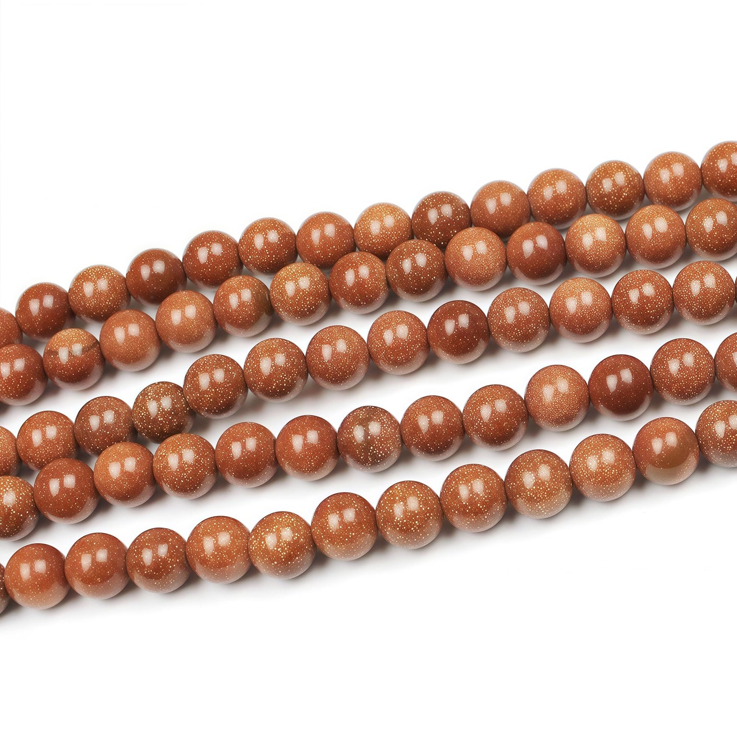 MJDCB AAA Natural Gold Sand Gemstone Loose Round Beads Spacer Beads for Jewelry Making (6mm)