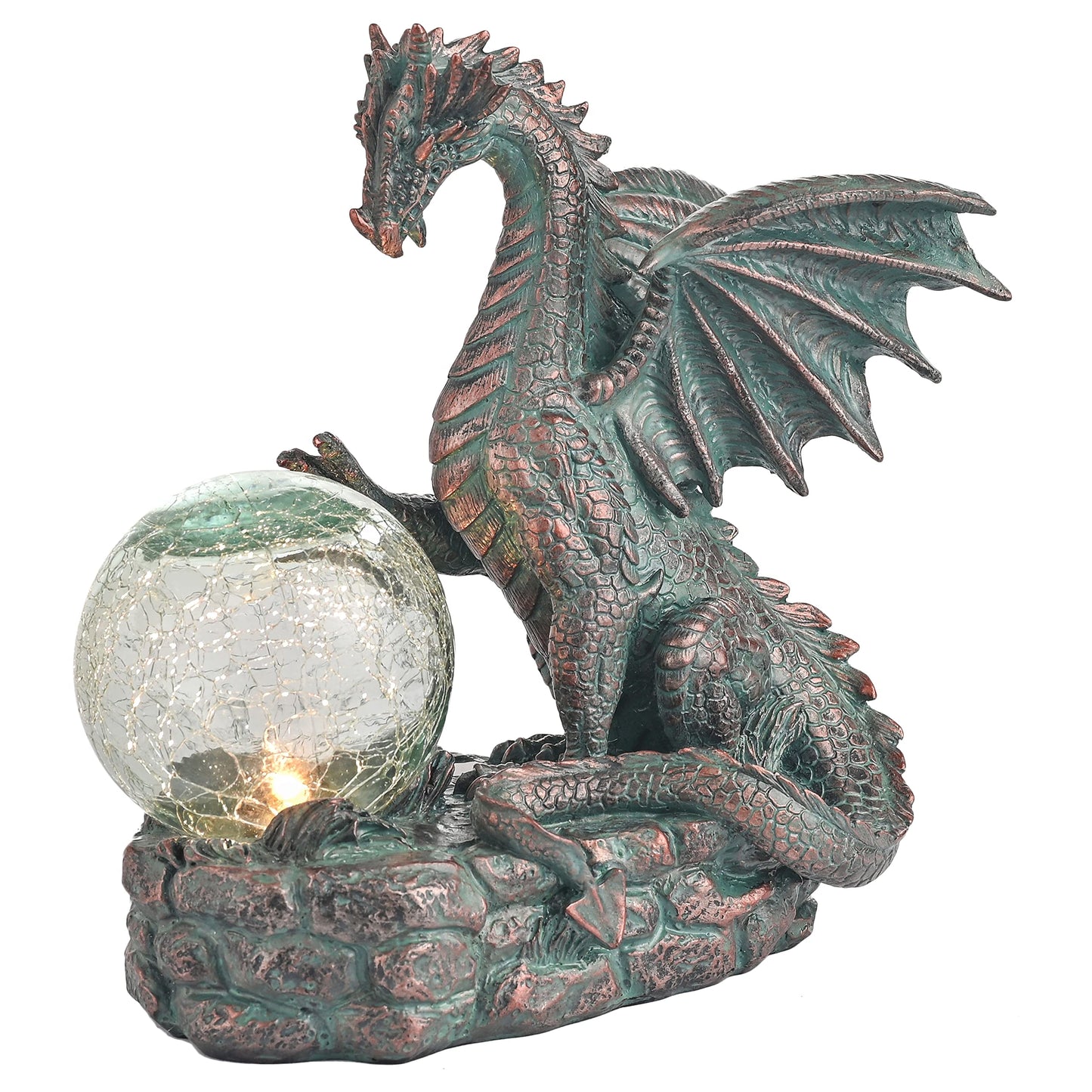 TERESA'S COLLECTIONS Garden Sculptures & Statues, Solar Dragon Outdoor Statues Figurines, Resin Bronze Gothic Garden Decor Lawn Ornaments Patio Yard Decorations Gifts for Mom Women, 8"