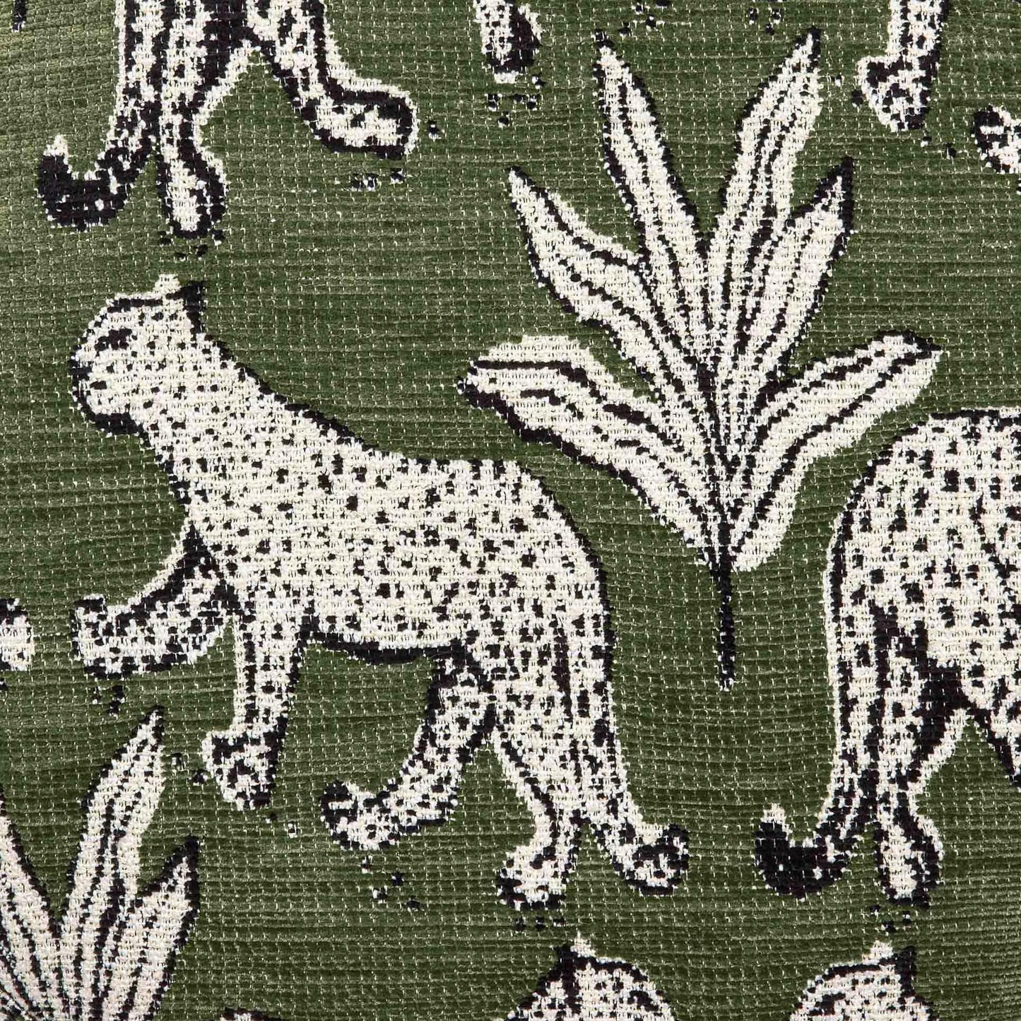 Tov Furniture Dex Olive Green Leopard Jacquard Ottoman