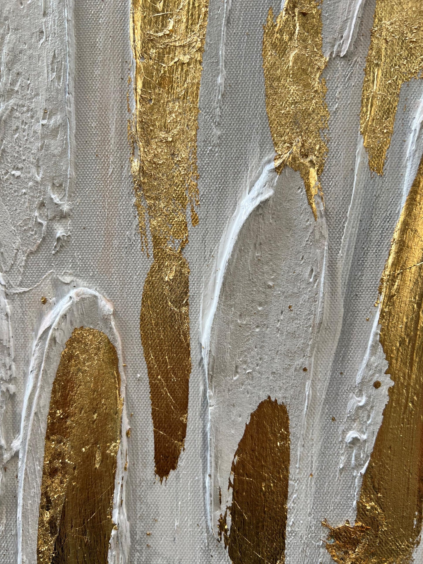Diathou Art Hand-Painted Gold Texture Oil Painting White Flowers Modern Abstract Art Painting 45x30 inch Home Wall Decorative Art
