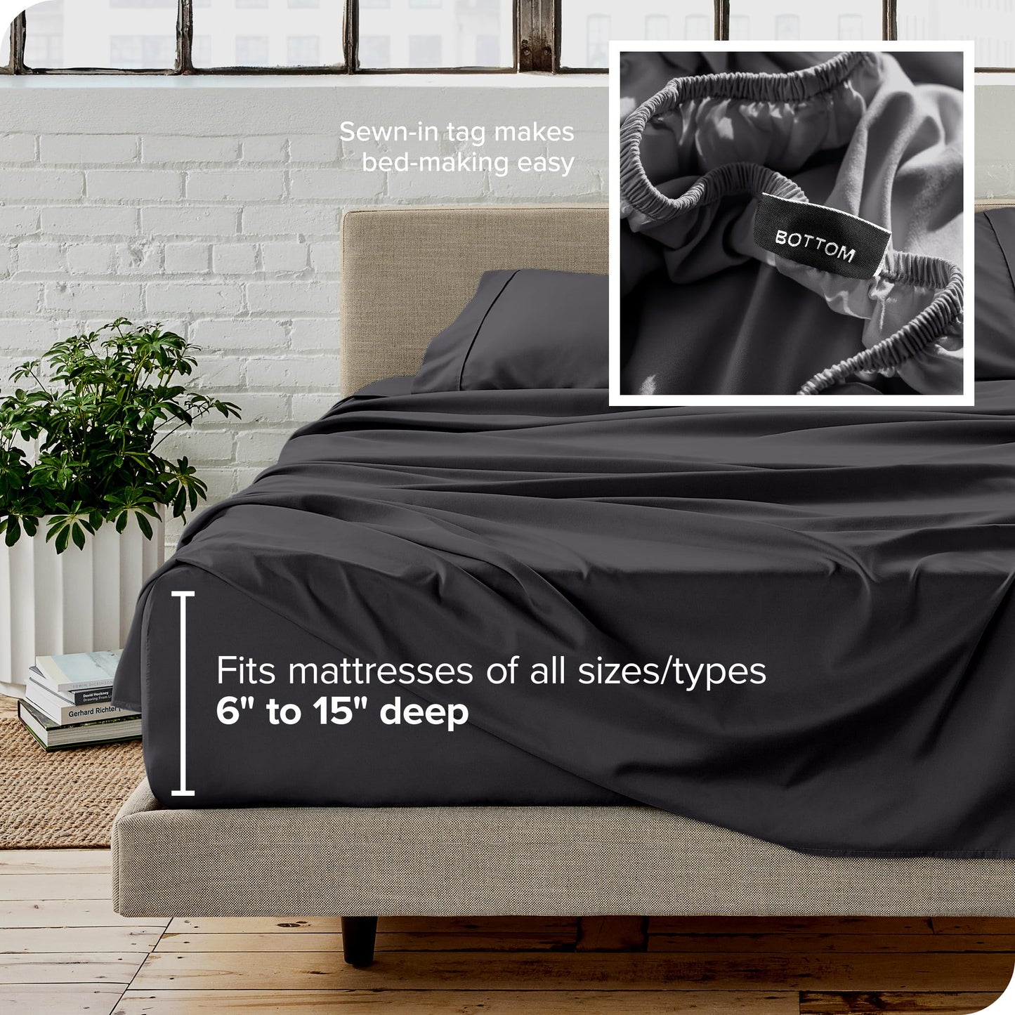 Bare Home Queen Sheet Set - 1800 Ultra-Soft Microfiber Queen Bed Sheets - Double Brushed - Deep Pockets - Easy Fit - 4 Piece Set - Bedding Sheets & Pillowcases (Queen, Forged Iron Grey)