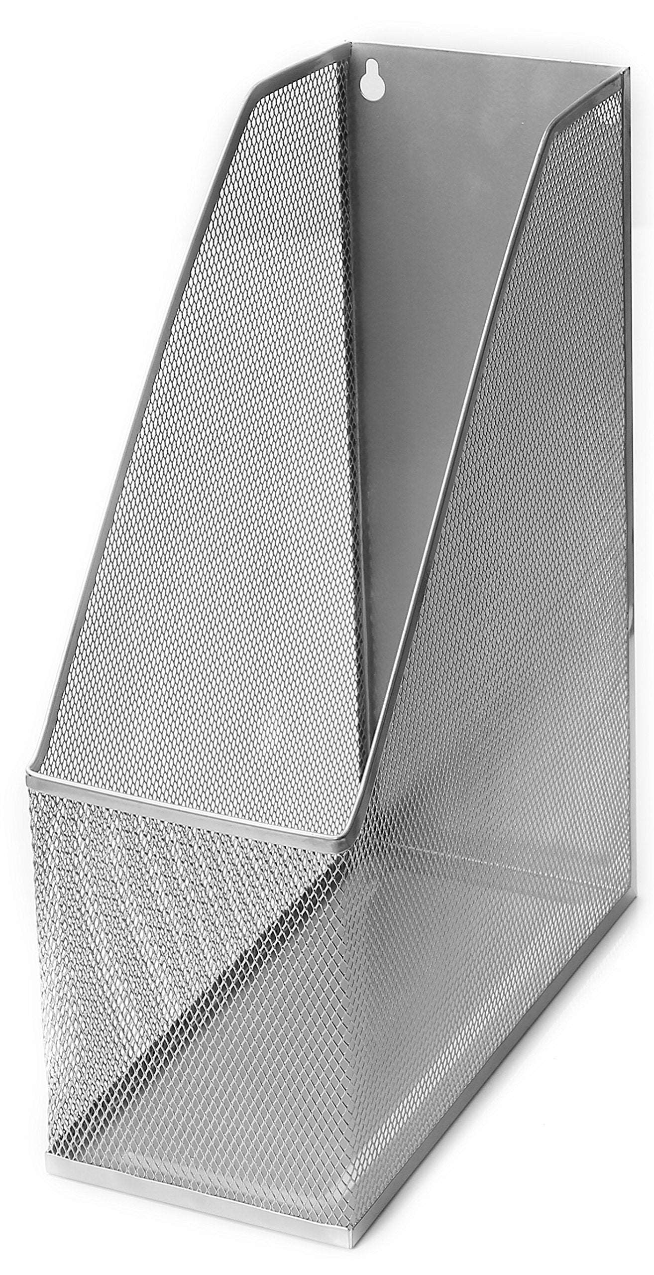 YBM HOME Mesh Steel Deluxe Magazine Rack, Extra Wide Magazine File Holder (1, Silver)
