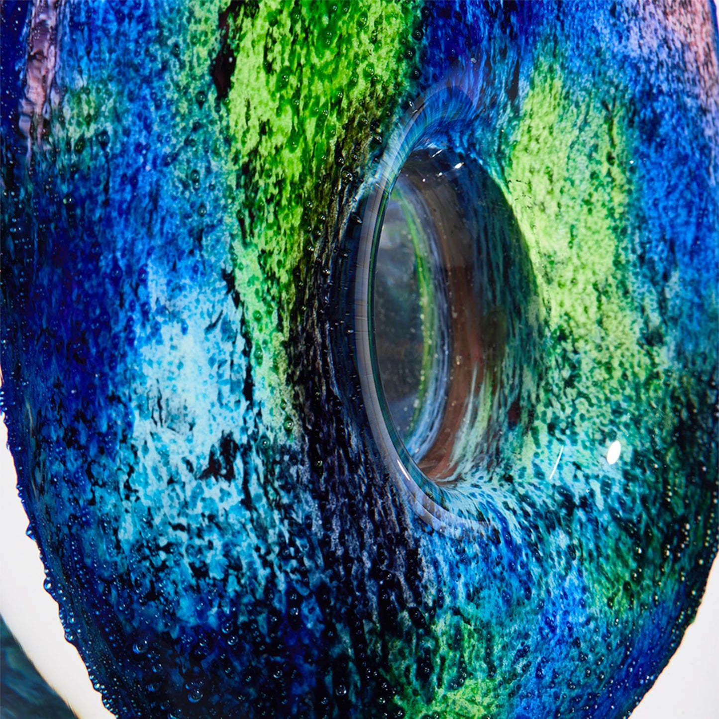 Luxury Lane Hand Blown Abstract Hollow Tear Drop Sommerso Art Glass Sculpture for Home Decor 8.5 inch Tall Centerpiece Table Decoration