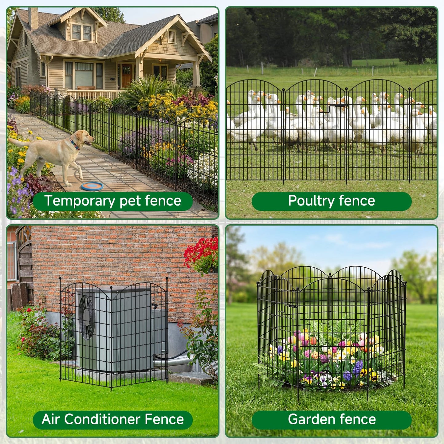 SUNYRISY Metal Garden Fence Animal Barrier with Gate, 13 Panels 40 in (H) X 28 ft(L) No Dig Dog Pet Fence Outdoor for Yard, Temporary Fencing for Outside Garden Border