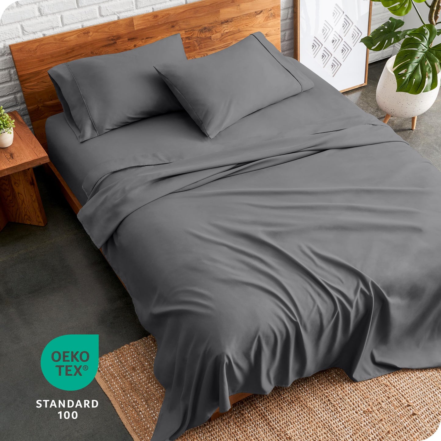 Bare Home Queen Sheet Set - 1800 Ultra-Soft Microfiber Queen Bed Sheets - Double Brushed - Deep Pockets - Easy Fit - 4 Piece Set - Bedding Sheets & Pillowcases (Queen, Grey)