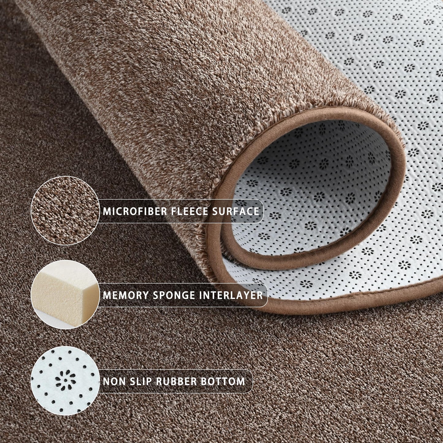 Tepook Soft Rugs for Living Room Bedroom, 4x6 Brown Modern Washable Non-Slip Area Rug, Indoor Memory Foam Carpets for Boys Girls Room Home Decor