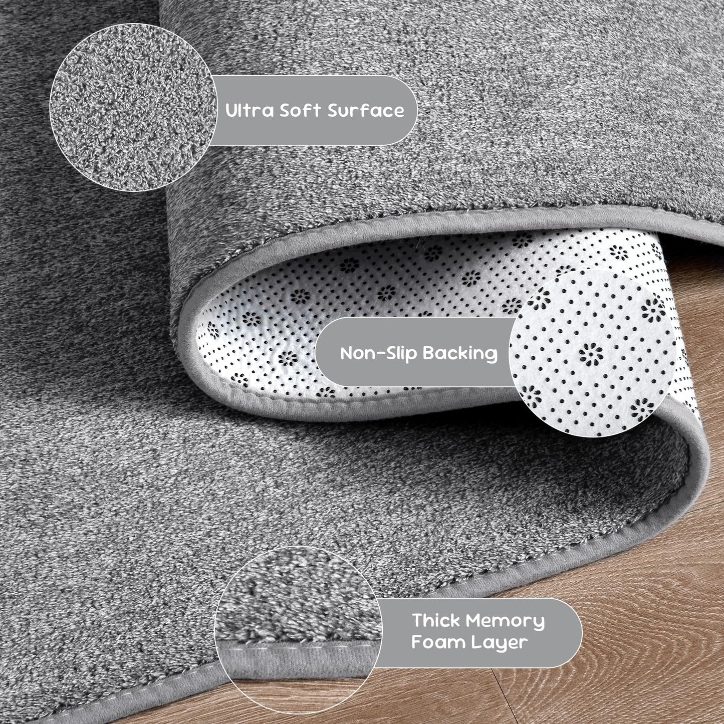 DweIke Rugs for Bedroom Living Room, 4x6 ft Grey Area Rug, Washable Memory Foam Indoor Carpet, Modern Non-Slip Ultra Soft Carpets for Kids Boys Girls Adults Nursery Dorm Home Decor