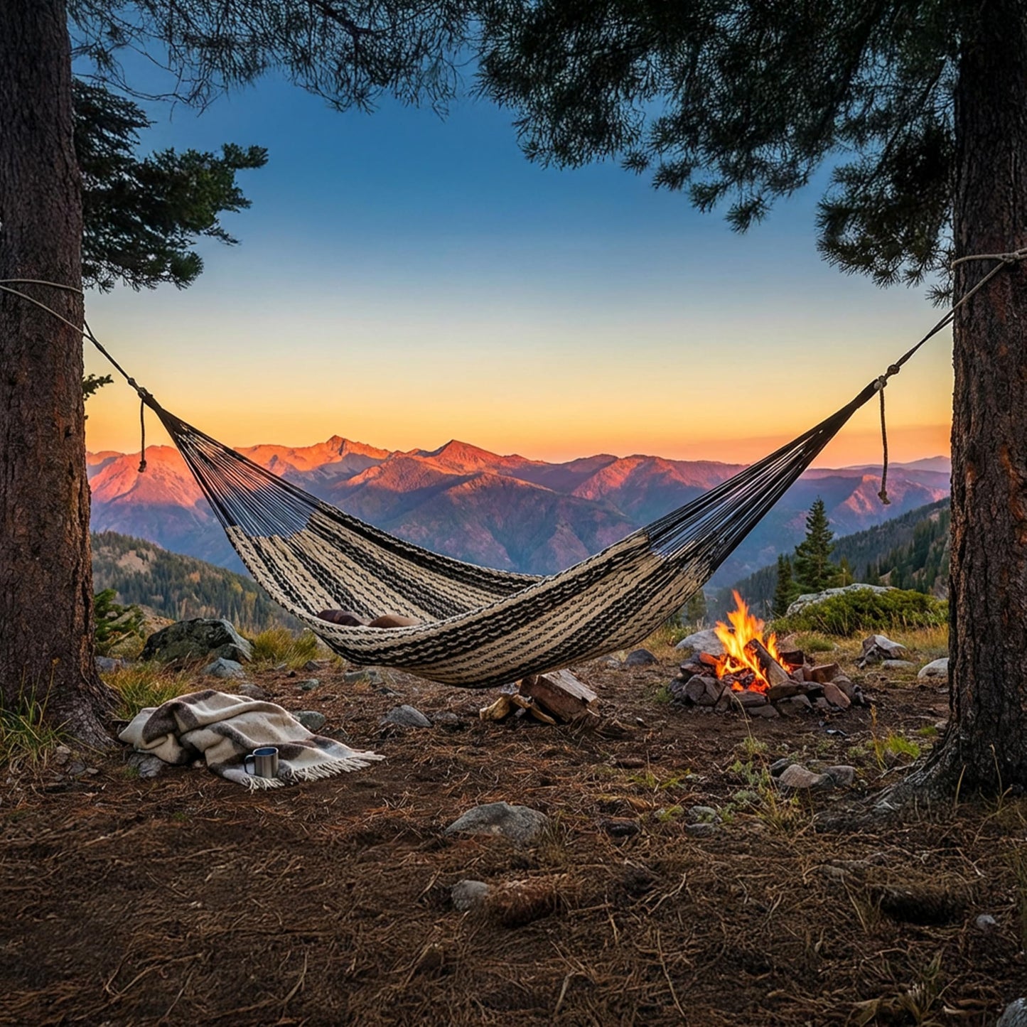Sunnydaze Handwoven XXL Thick Cord Mayan Double Hammock for Outside - 625-Pound Capacity Heavy-Duty Outdoor Hammock - Black/Natural