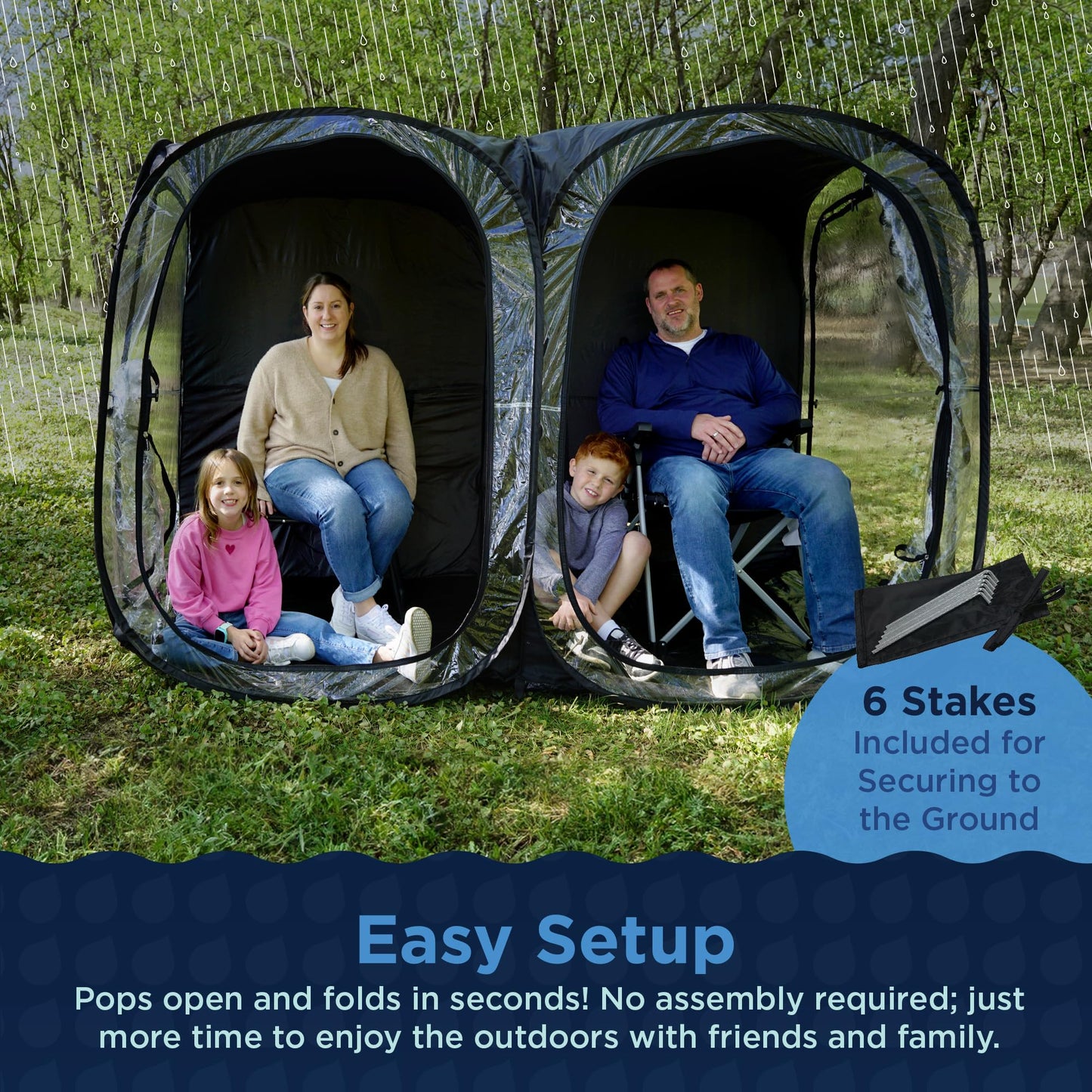 WeatherPod® Side-by-Side™ 2-4 Person Pop-Up Sports Tent Pod - The Original Shark Tank Instant Setup All-Weather Pod Shelter for Outdoor Sports, Rain, Wind & Cold