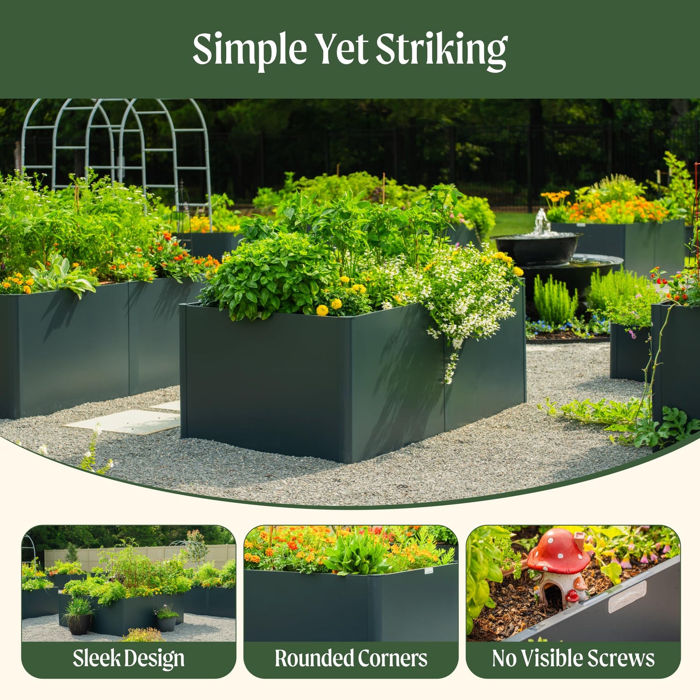 Vego garden 32" Extra Tall Raised Garden Bed, 27" x 53" Modern Raised Garden Beds Kit, Metal Planter Box for Vegetables Flowers Fruits, Midnight Blue