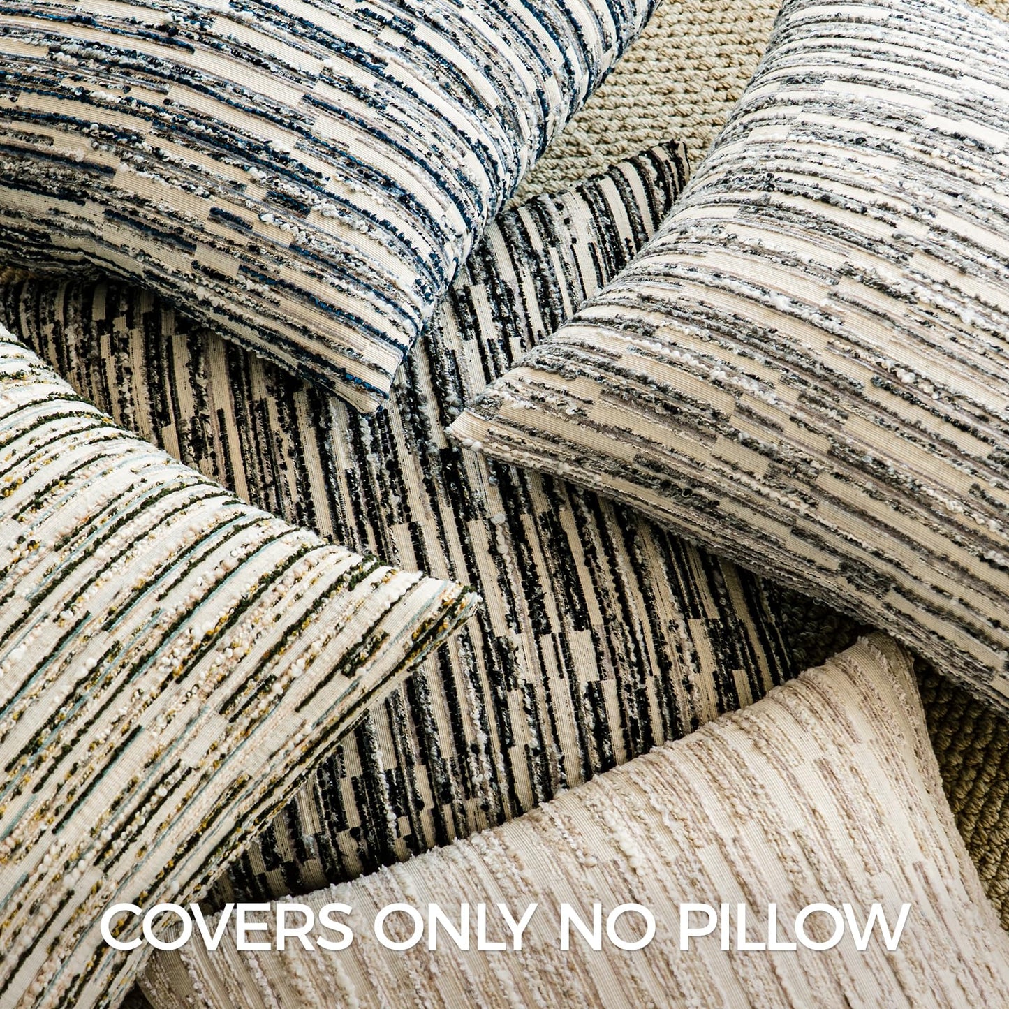 a moment Boho Throw Pillow Covers Set of 2,Striped Decorative Rustic Farmhouse Pillow Cases,Aesthetic Modern Home Decor Couch Cushion Covers for Bed Sofa Living Room 20"X20" Moss Green