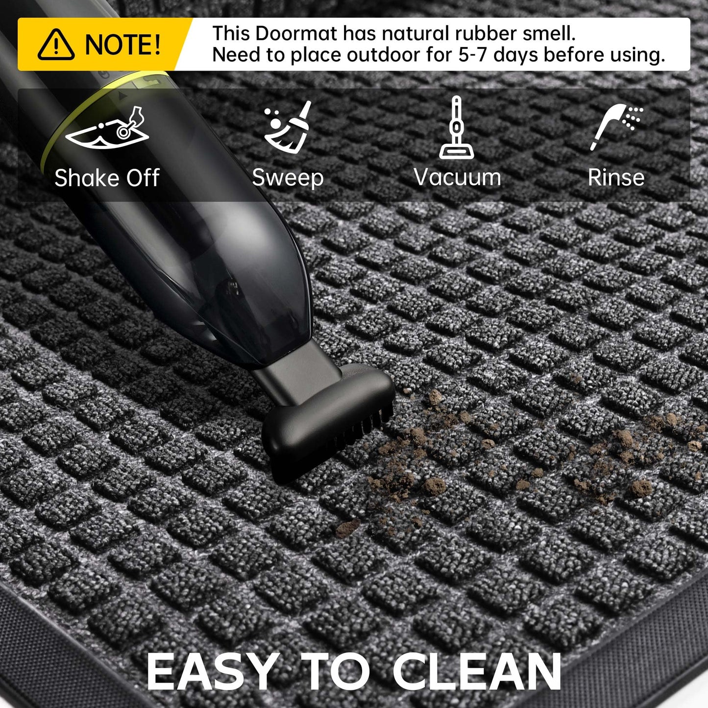 HOMEK Sturdy Front Door Mat Outside Entrance, 4' x 3' All-Season All-Weather Doormat Waterproof, Stain and Fade Resistant, Natural Rubber Indoor Outdoor Welcome Door Mat Trap Dirt
