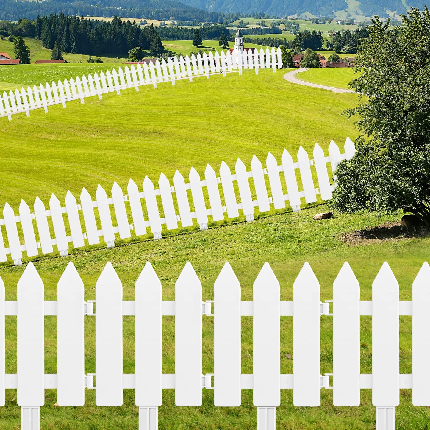 ELECLAND White Plastic Garden Fence with 22 Pieces, Picket Fence Edgings for Lawn, Flowerbeds, Plant Borders, Decorative Yard
