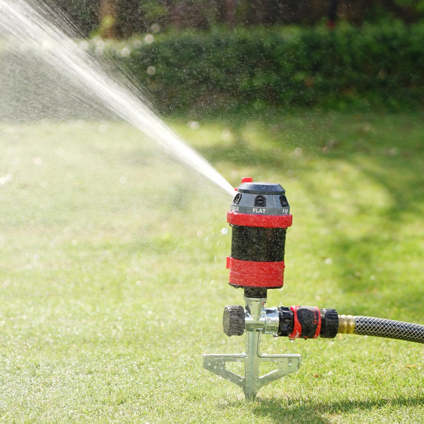 Eden 94144 6-Pattern Rotary Gear Drive Sprinkler with Step Spike Gear Drive, Heavy Duty, Gardening Watering System, Garden&Lawns, Multi Pattern, Coverage up to 5278sq.ft