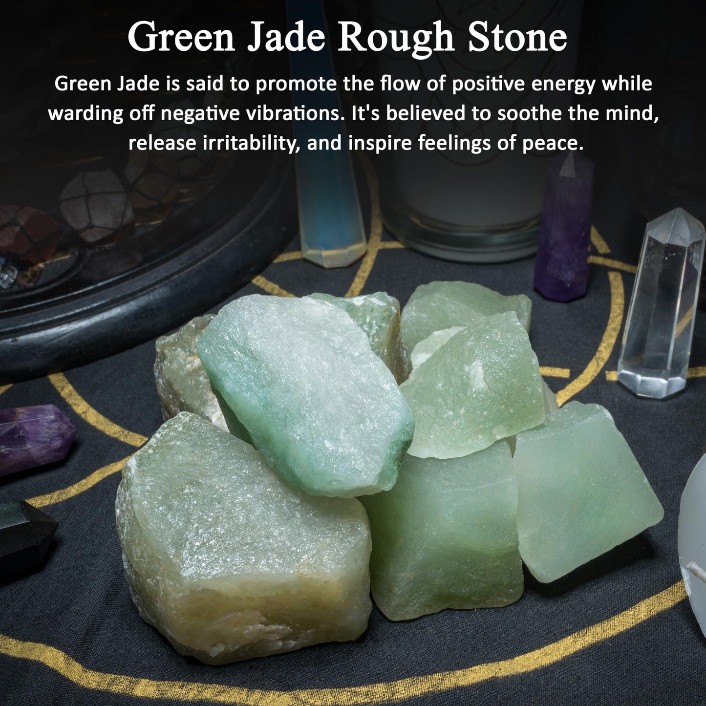 Crocon 1/4 LB Green Jade Rough Bulk Natural Stone Raw Gemstone Tumbling Cabbing Polishing Mining Chakra Balancing Reiki & Crystal Healing Good Luck Home Decor Gifts