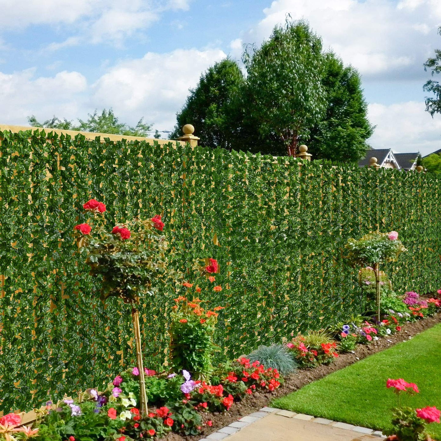 DearHouse Artificial Ivy Privacy Fence - 197x39.4in Artificial Hedges Fence and Faux Ivy Vine Leaf Decoration for Outdoor Indoor Garden Decor