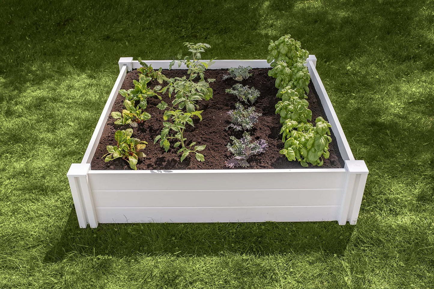 Vita Classic 4 Foot x 4 Foot x 11 inch White Vinyl Raised Modular Garden Bed, White, PVC, BPA and Pthalate Free, VT17108