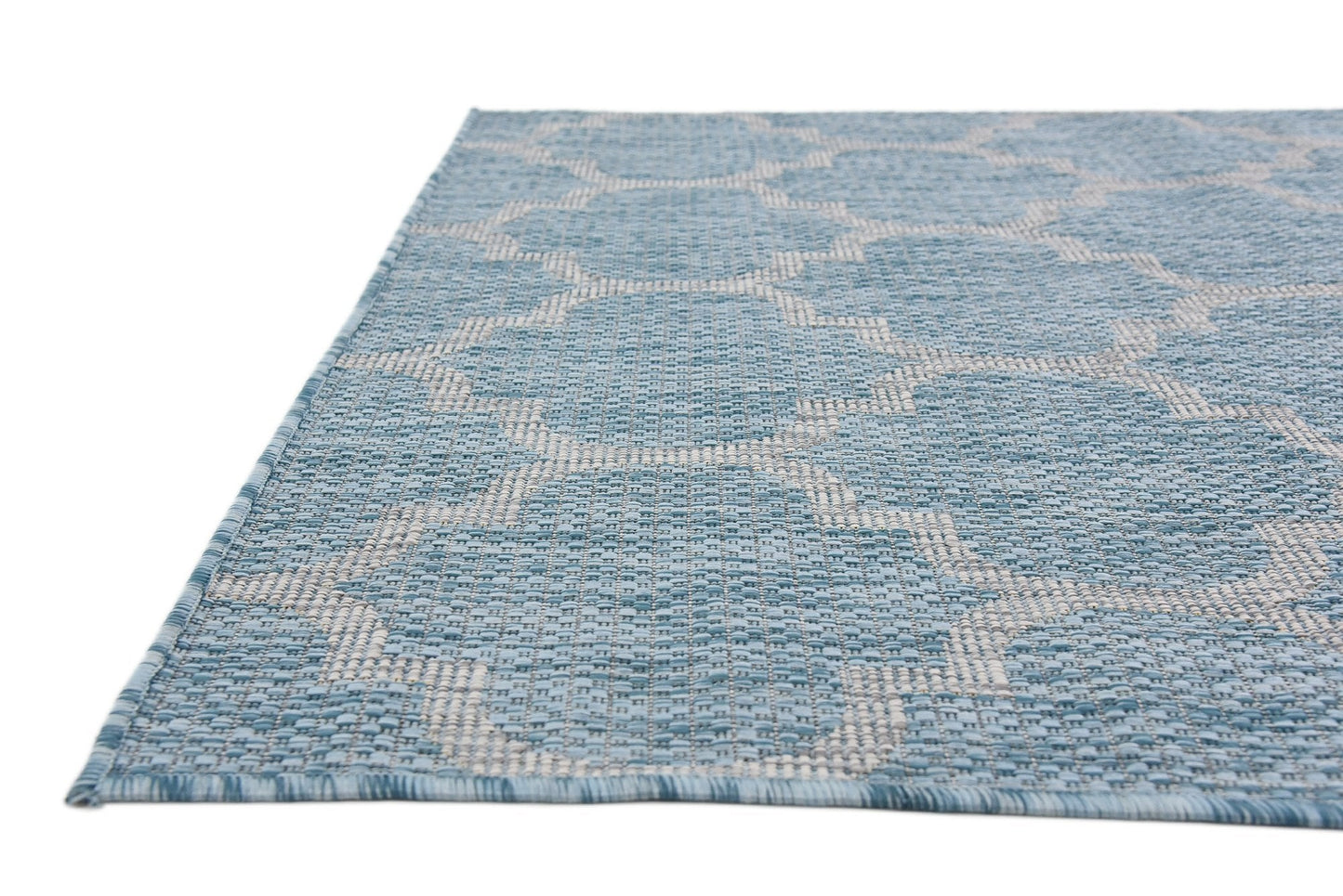 Unique Loom Outdoor Trellis Collection Area Rug (4' 1" x 6' 1" Rectangle, Aquamarine/ Gray)