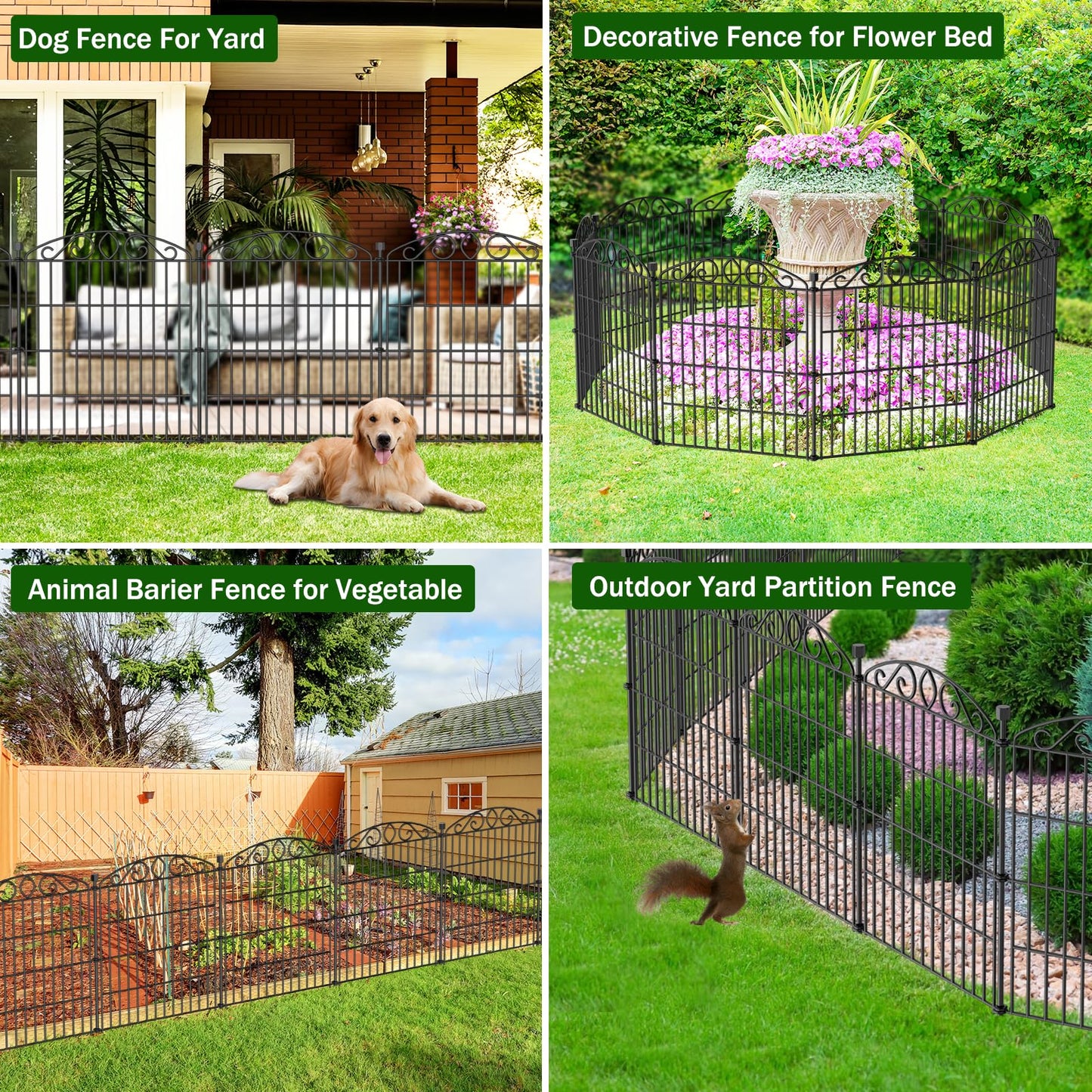 Garden Fence 12 Panel - 30in H x 23.6ft L, No Dig Rustproof Metal Tall Animal Barrier for Dogs Rabbits, Decorative Outdoor Border for Yard, Patio, and Flower Beds