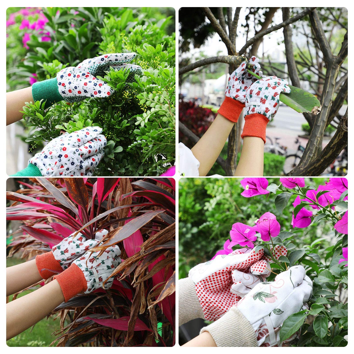 Geiserailie 4 Pairs Garden Gloves for Women Floral Gardening Work Gloves Soft Breathable Yard Cleaning, Fishing, Gardening, Weeding, Planting, Watering
