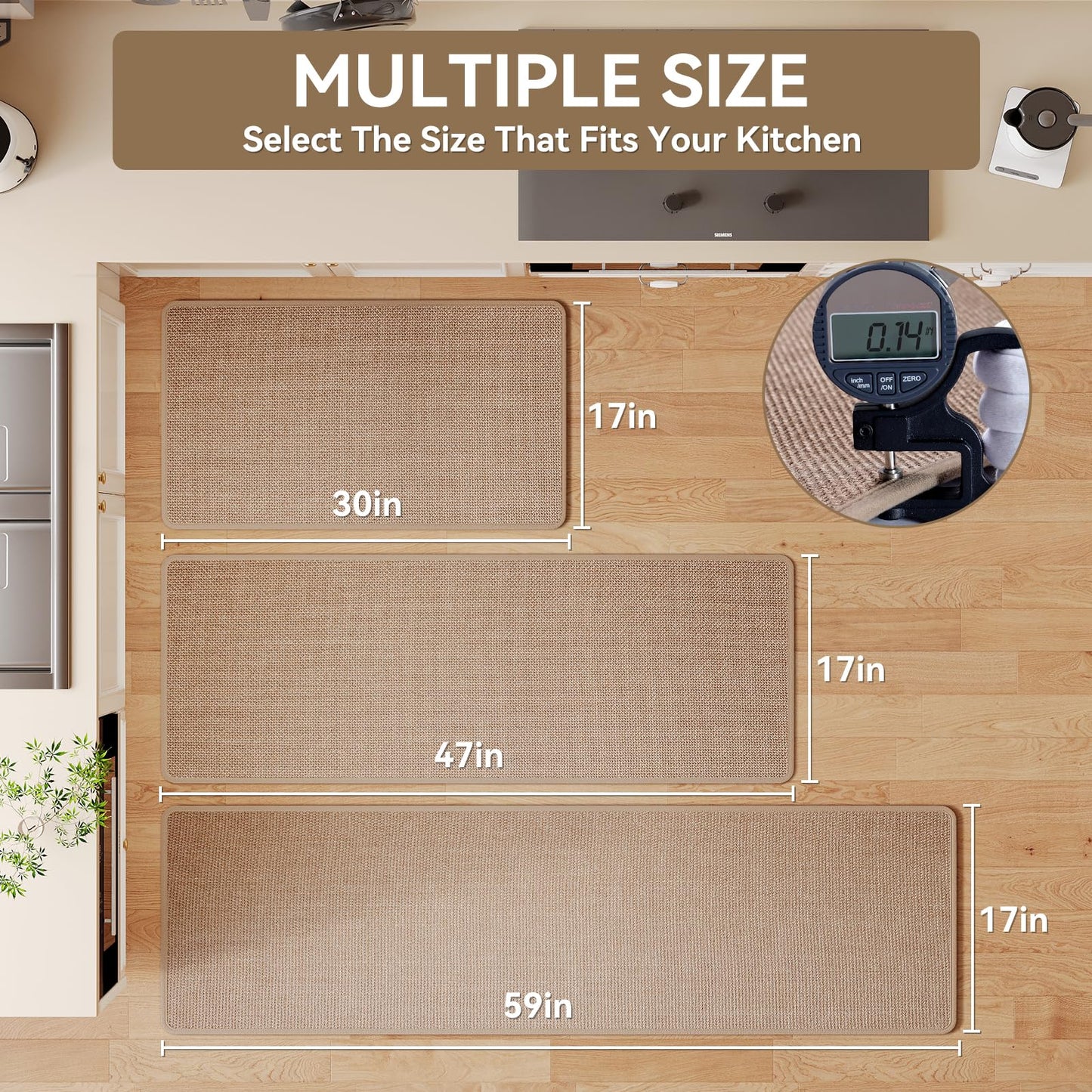 YDKGL Kitchen Rugs and Mats Non Slip Washable, Absorbent Runner Rugs for Kitchen, Front of Sink, Kitchen Mats for Floor，Easy to Clean and Maintain Kitchen Floor mat(Brown, 17"x30")