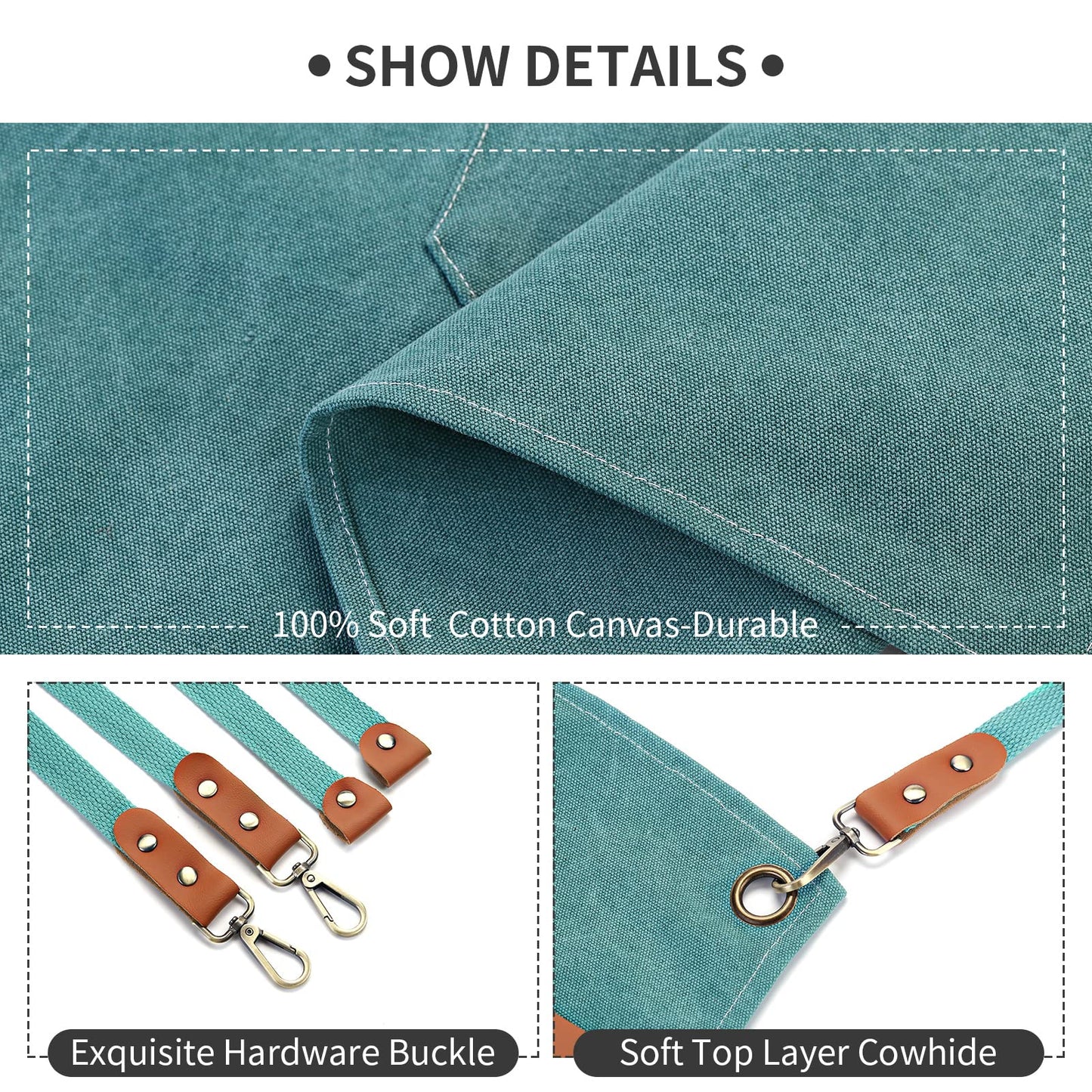 ZOMAO Chef Apron, Cotton Canvas Gardening Apron with Large Pockets for Men and Women,Kitchen Cooking Baking Bib Heavy Duty Adjustable Garden Apron