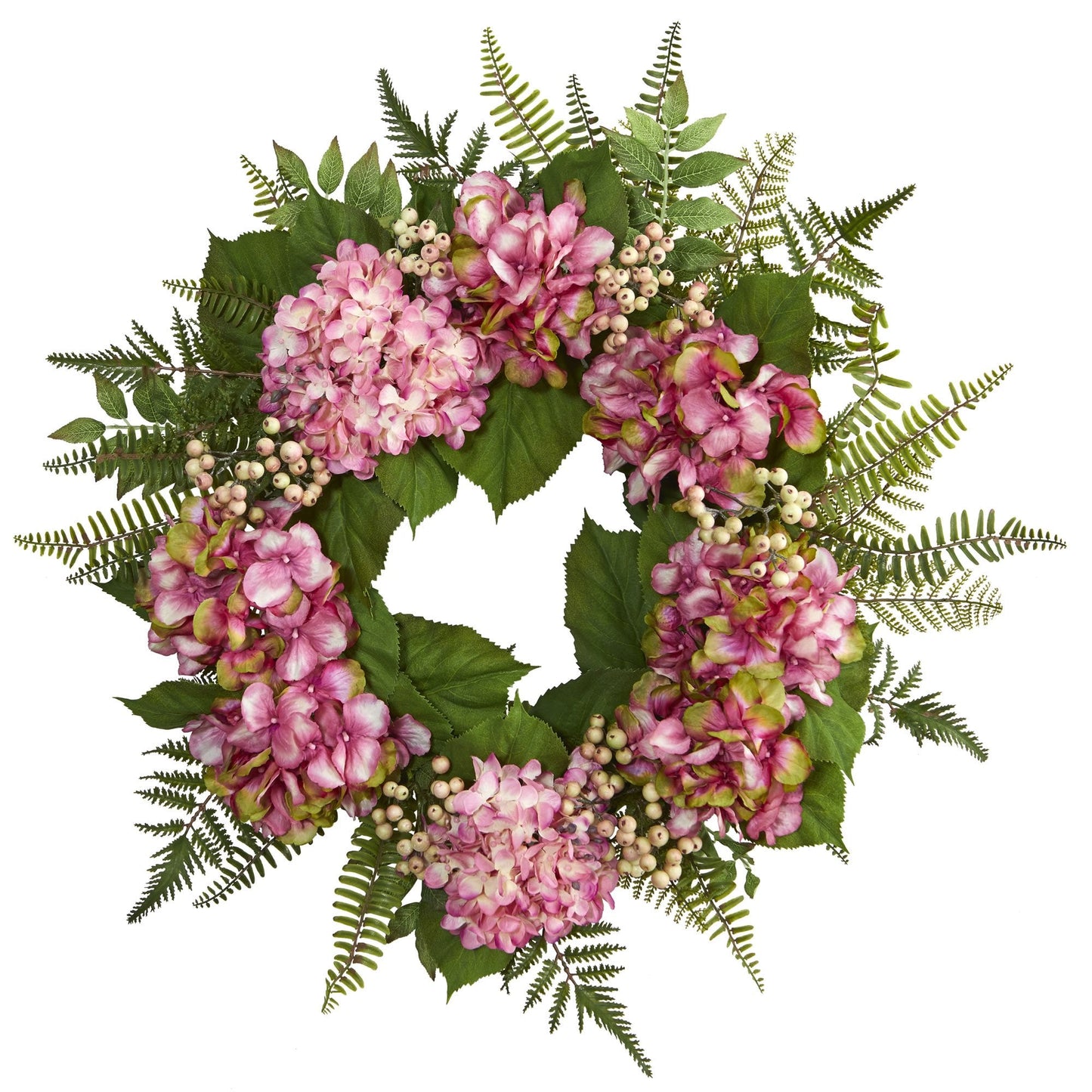 Nearly Natural 24in. Artificial Hydrangea Berry Wreath