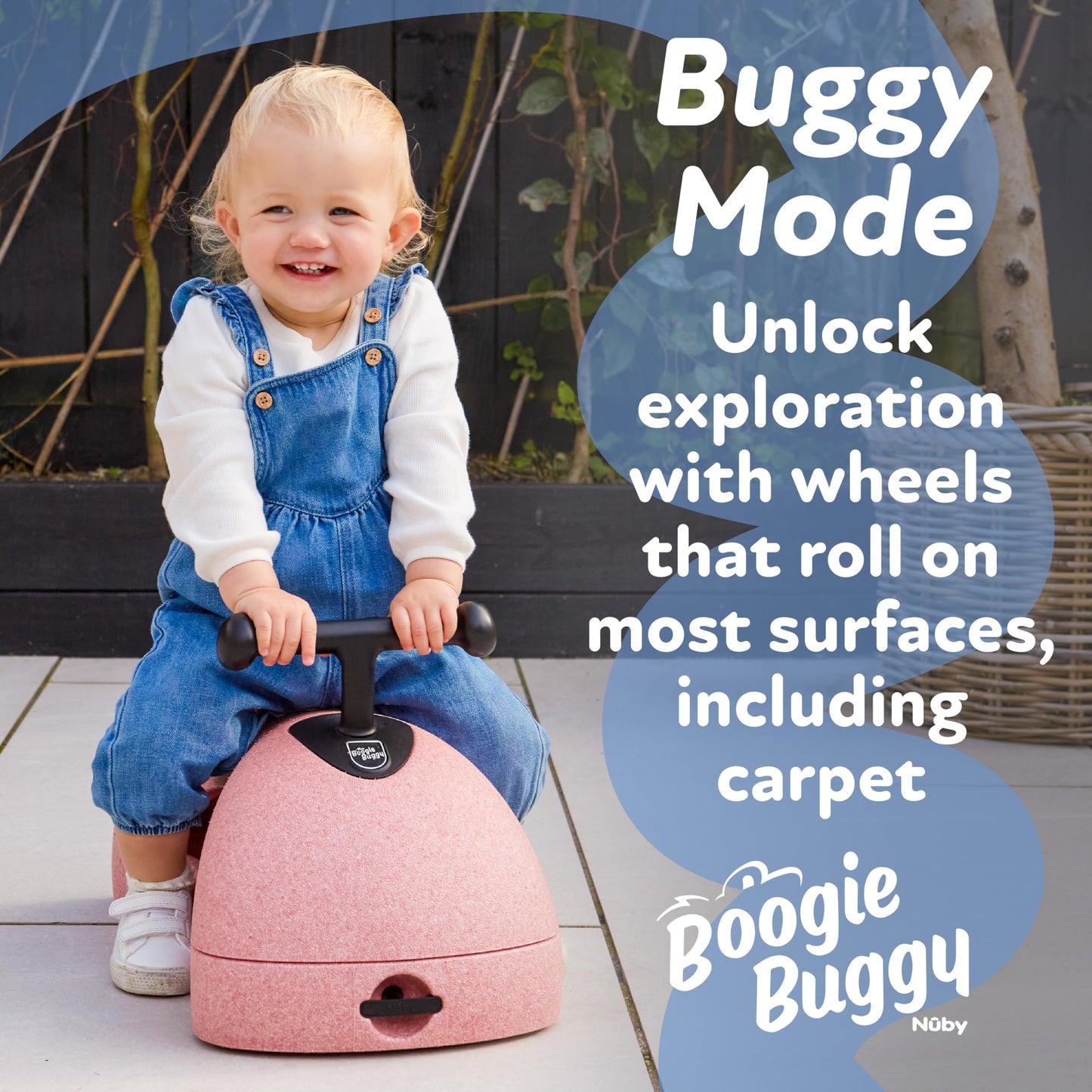 Nuby Boogie Buggy 3-in-1 Scooter for Kids - Walker, Scooter & Caster Board - Indoor & Outdoor Ride-On Toy for Ages 12+ Months - Pink