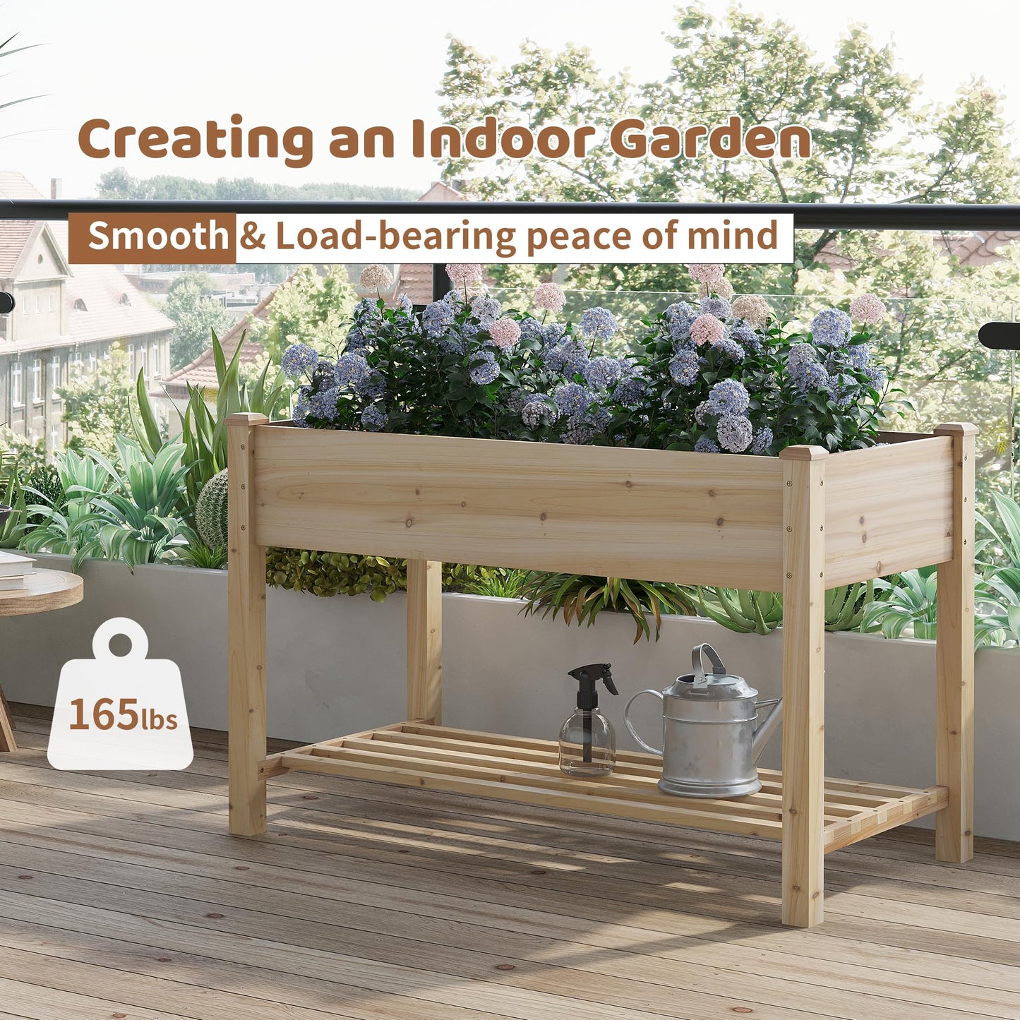 FILWH Raised Garden Bed with Legs Elevated Wooden Planter Box Stand Large Planter Stand Box for Fruits Vegetables Flowers with Divider with Bag - 48 * 24 * 30.5IN