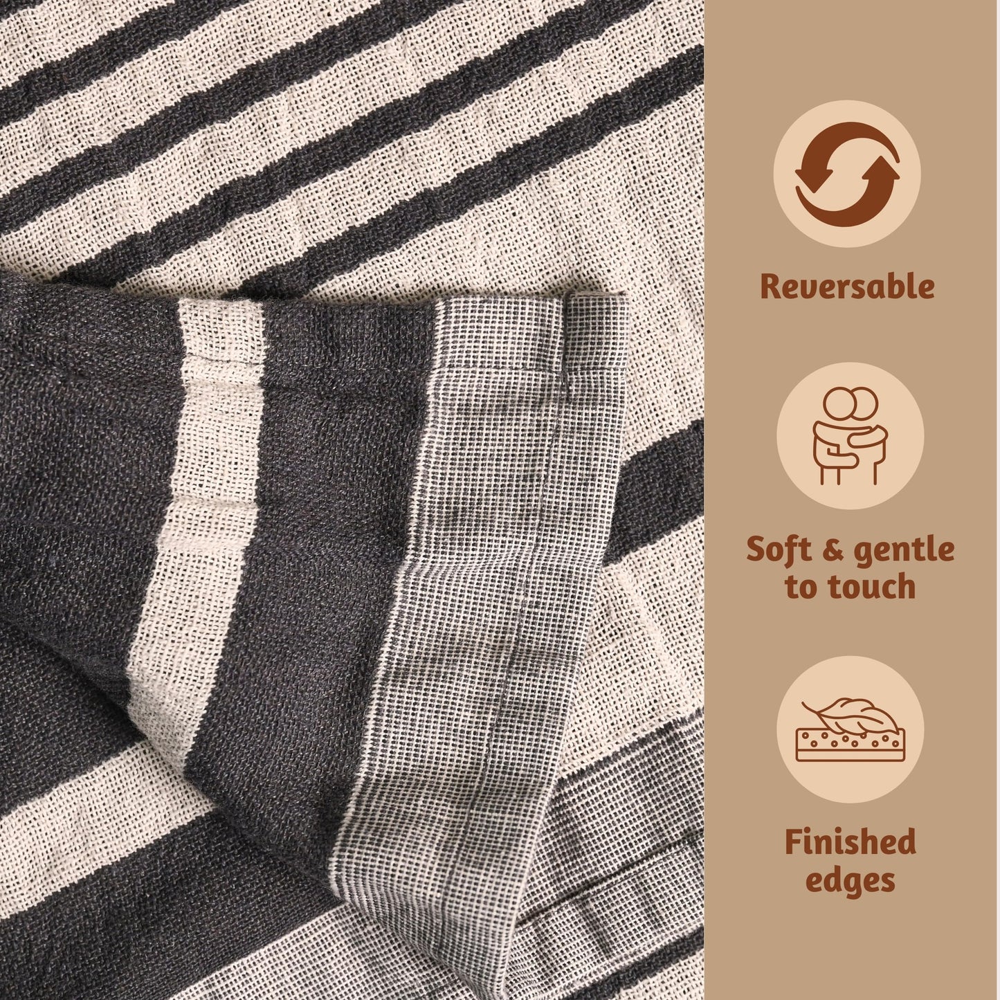 Folkulture Throw Blanket for Couch 50" x 60" |100% Recycled Cotton Couch Chritmas Throw Blanket for Chair, Boho Throws Blankets for Bed,Sofa, Lightweight| Guest Room Must Haves Blanket | Steel Gray