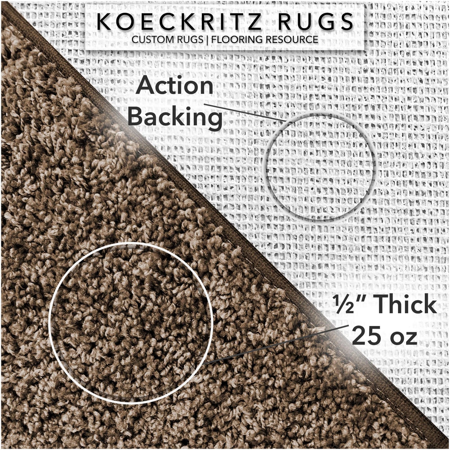KOECKRITZ Custom Cut-to-Fit Area Rugs Neutral Carpet - Soft Plush Indoor Rugs - Perfect for Living Room, Bedroom, Entryway - Great for Homes, Apartments, Dorms, Kids Room - Sample Rug 6"x 6" Brown