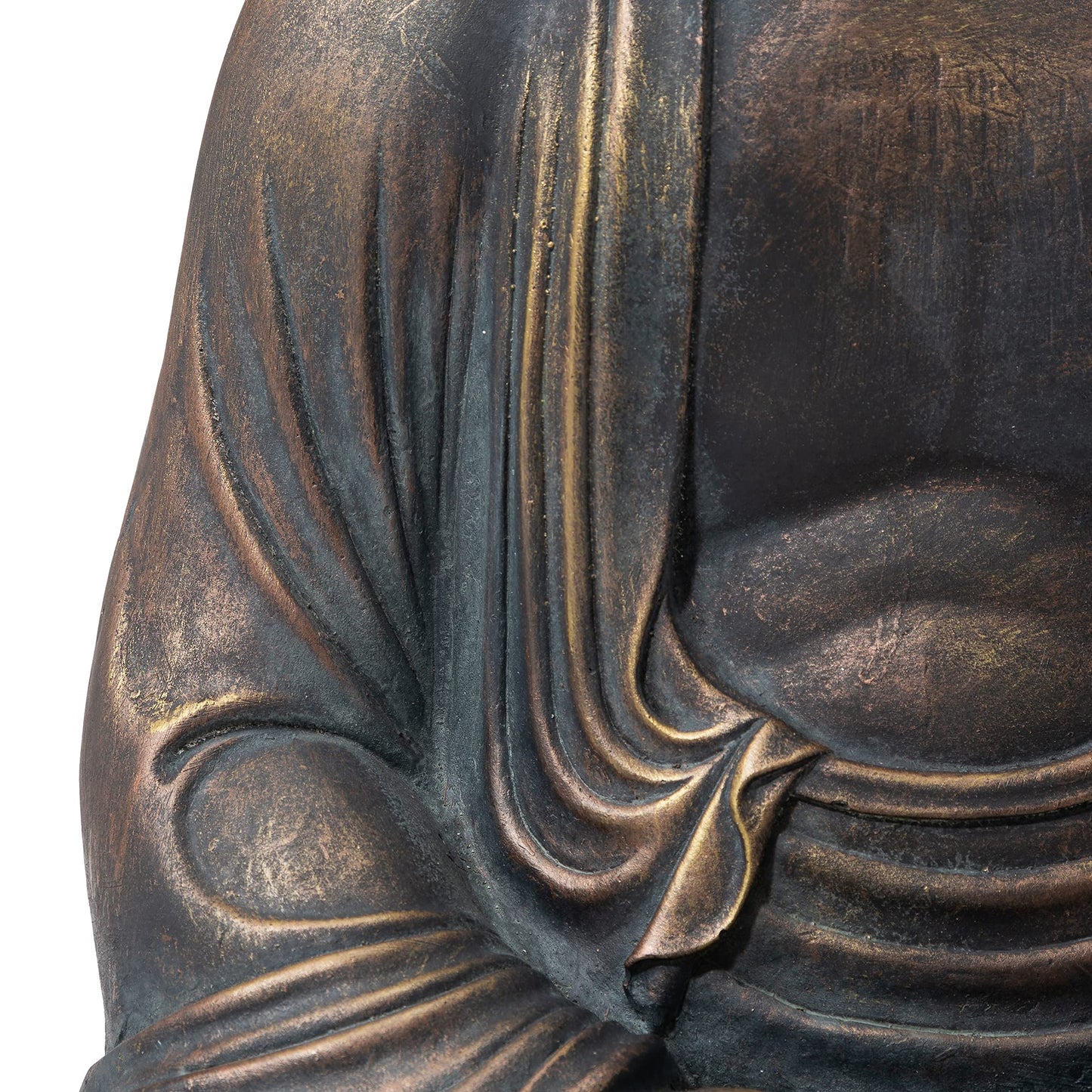 Glitzhome 22.75-inch Zen Meditation Buddha Garden Statue, Bronze Large Indoor and Outdoor Sculpture, Hand-Finished MGO & Fiberglass Decor for Home Patio Yard