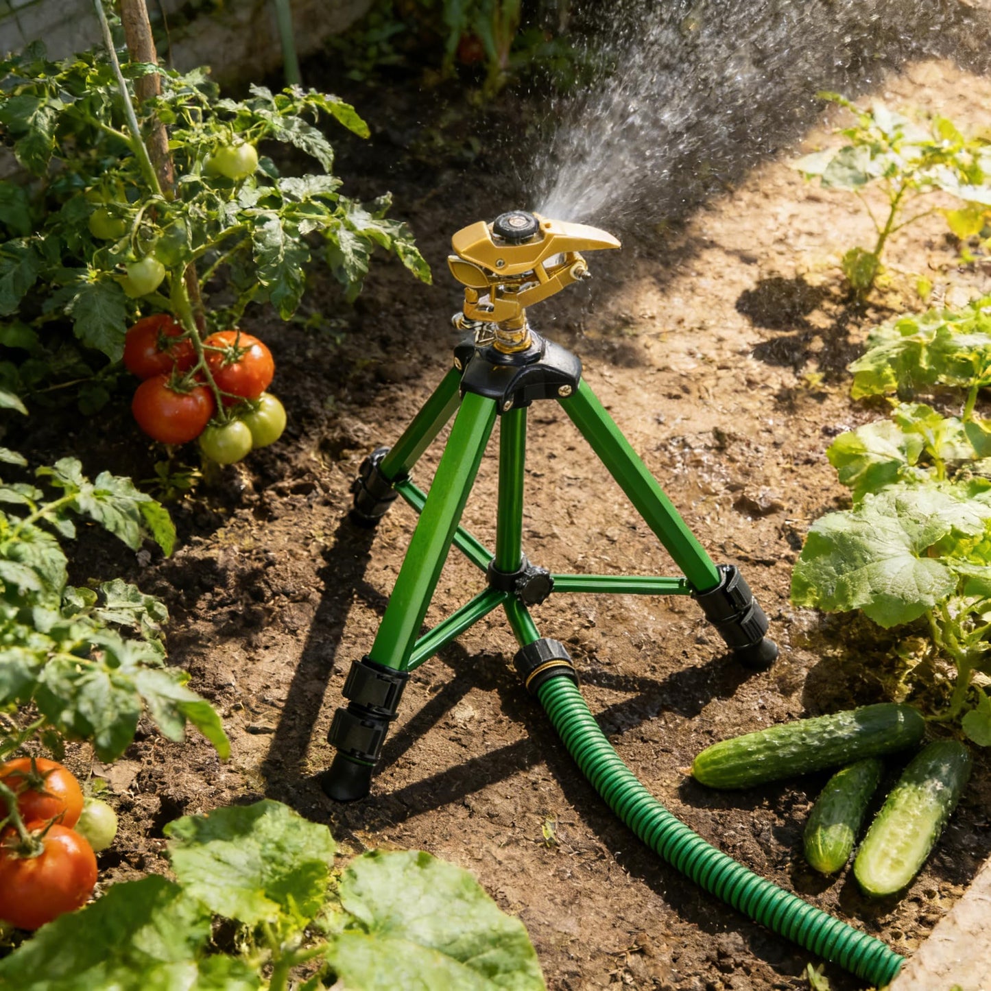 LIULO TOOL 2-Pack Large Impact Sprinkler on Tripod Base, Heavy Duty Zinc Alloy Sprinkler for Yard with Adjustable Head and Extendable Tripod, 360 Full Coverage Irrigation Tool for Lawn Garden