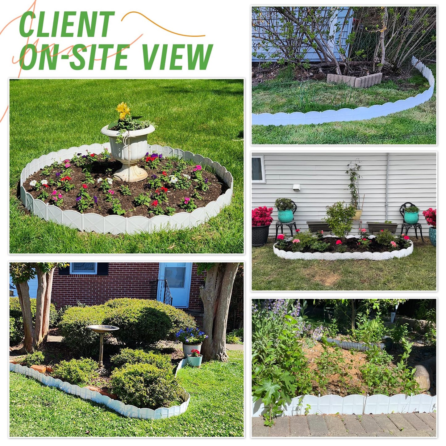 30Ft Landscape Edging Garden Edging Border Lawn Edging 30Pcs Landscape Edging Border with 30Pcs Stakes Kits White Edging for Landscaping Decorative Garden, Flower Bed, Yard and Lawn