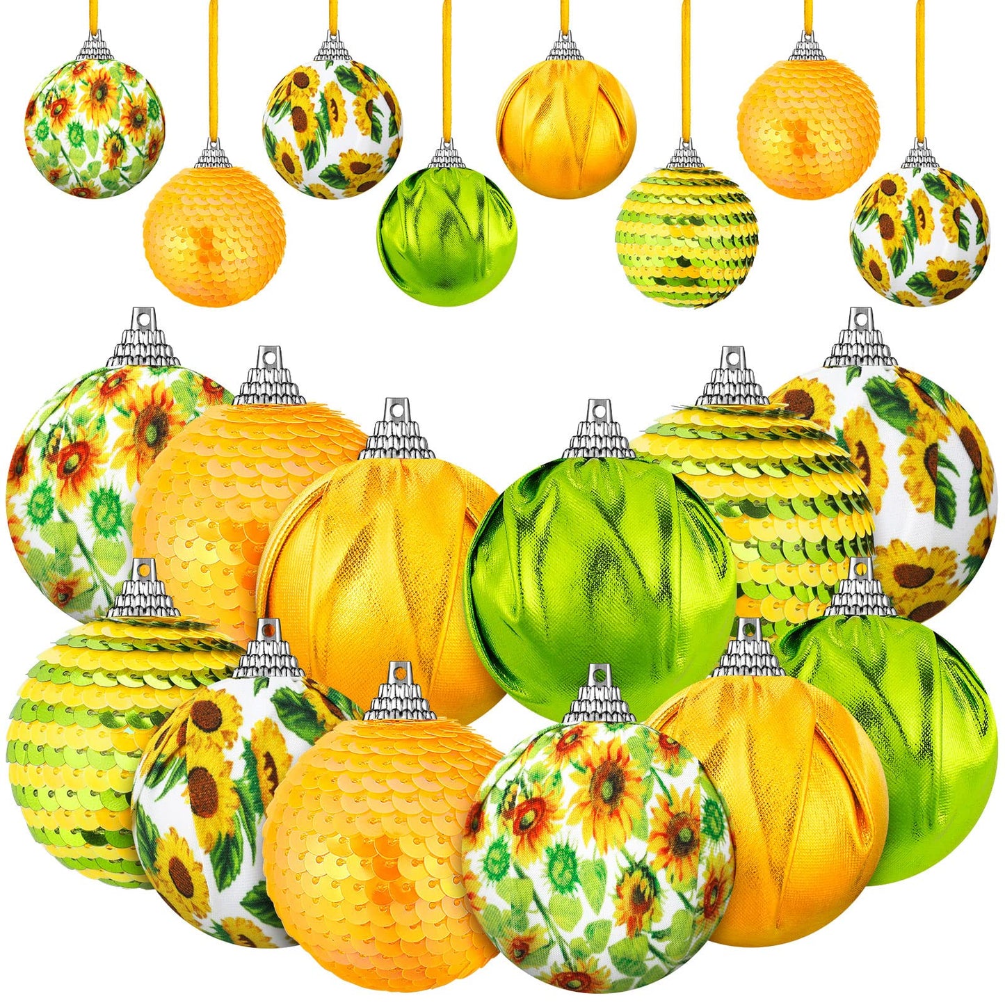 Yuxung 12 Pcs Summer Sunflower Ball Tree Ornaments Sunflower Ball Hanging Ornaments Yellow Honeycomb Balls Tree Decoration for Summer Holiday Theme Birthday Party Favor Supplies
