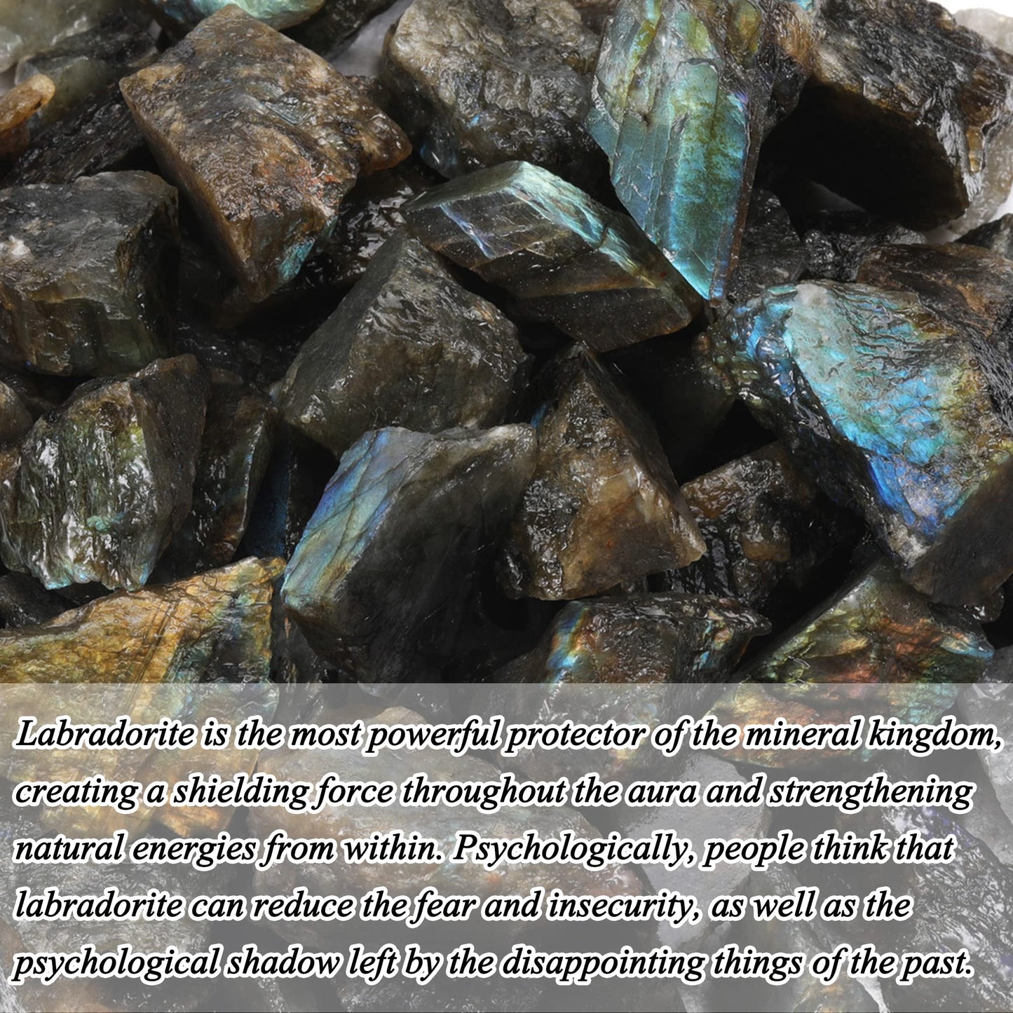 Top Plaza Bulk Labradorite Healing Crystals Rough Stones - Large 1" Natural Raw Stones Crystal for Reiki Healing, Wicca, Witchcraft, Tumbling, Cabbing, Fountain Rocks, Decoration, Polishing 0.5lb