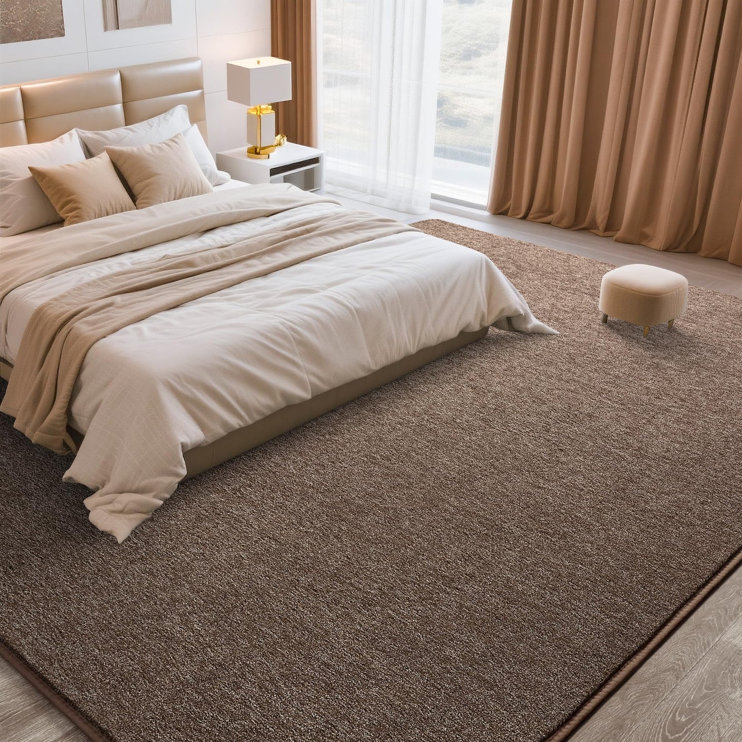 Tepook Soft Rugs for Living Room Bedroom, 4x6 Brown Modern Washable Non-Slip Area Rug, Indoor Memory Foam Carpets for Boys Girls Room Home Decor