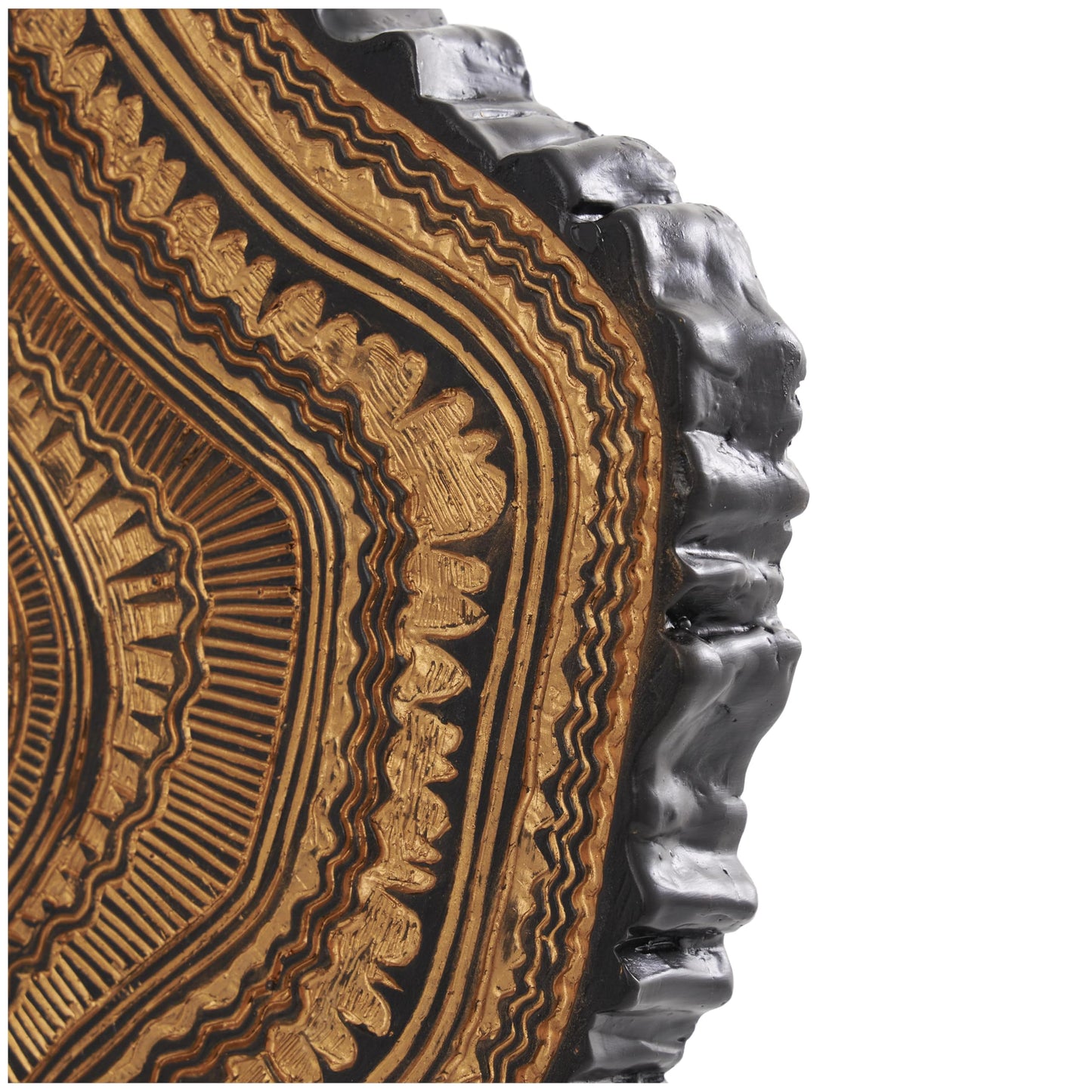 Deco 79 Resin Tribal Decorative Sculpture Abstract Carved Home Decor Statue with Black Stand and Wavy Edge, Accent Figurine 11" x 3" x 17", Brown
