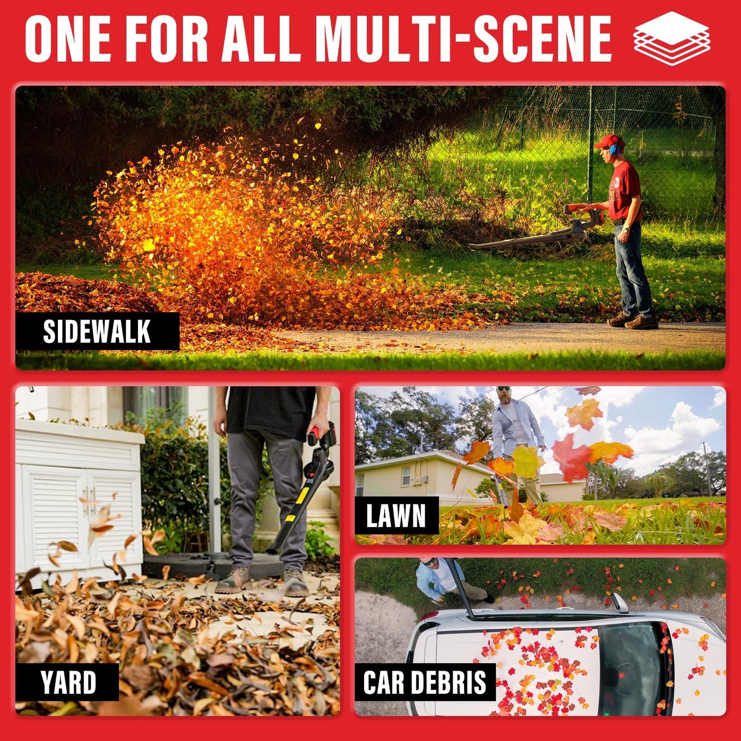 MZK Cordless Leaf Blower,20V Battery Powered Electric Blower for Lawn Care, Electric Lightweight Leaf Blower for Blowing Leaves, Patio Cleaning and Dust(2 * 2Ah Battery & Charger Included),LF40D13